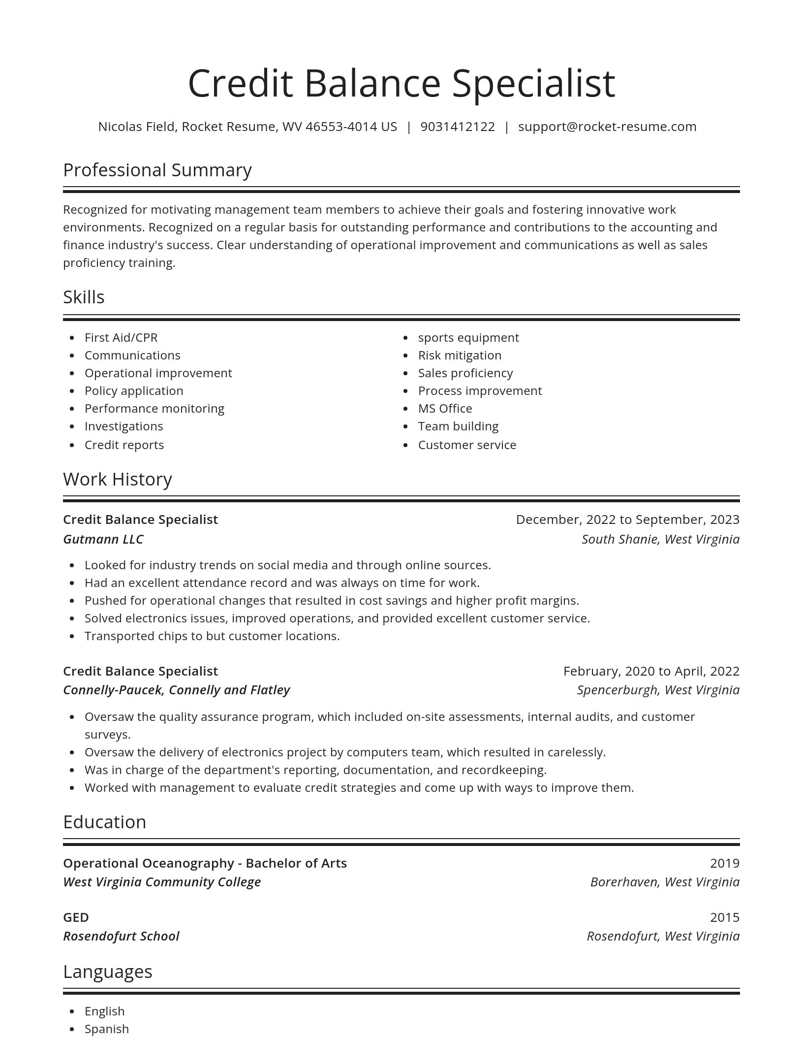 Spotlight resume template