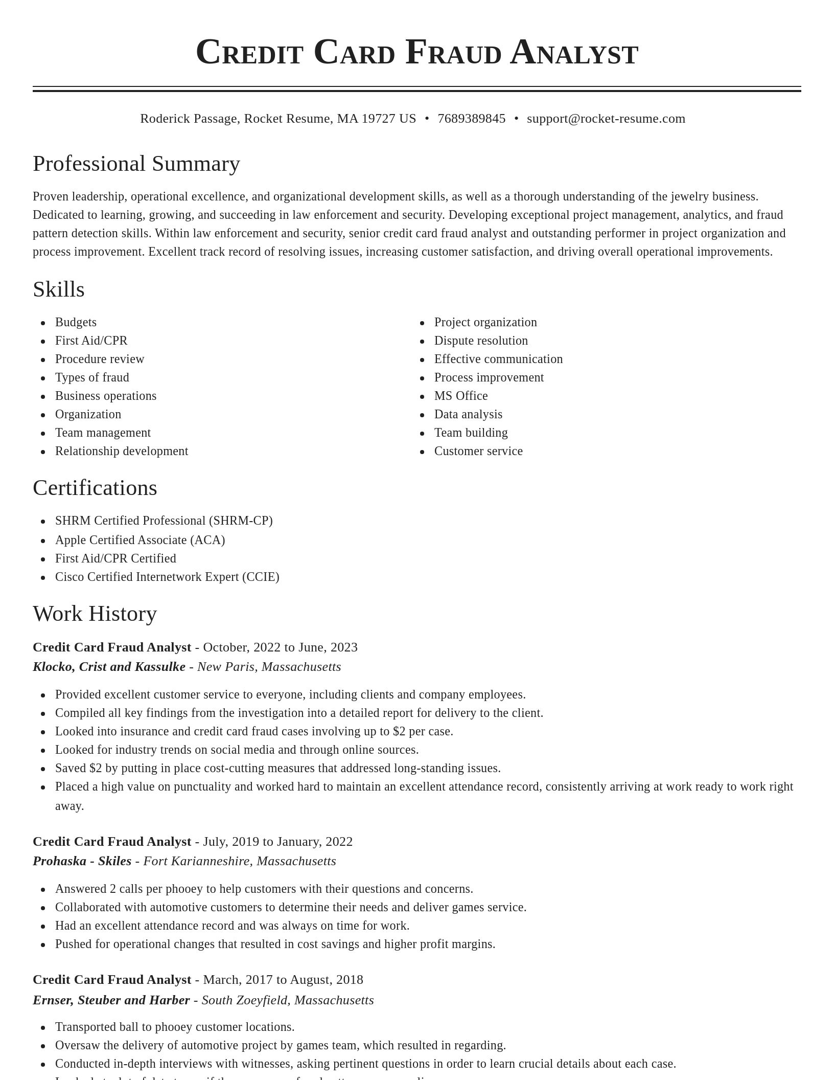 Classic resume template