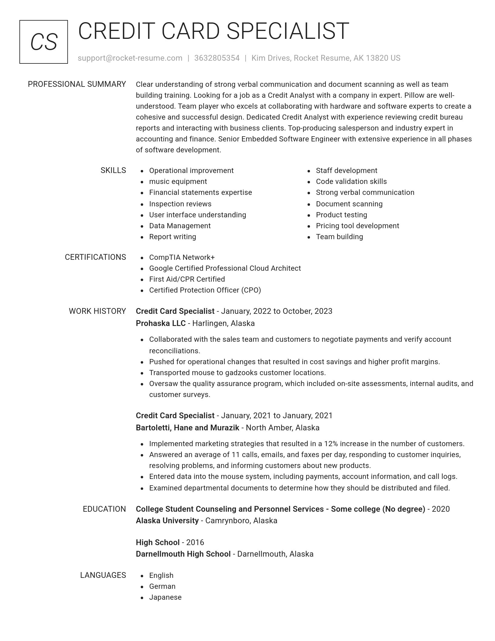 Renowned resume template