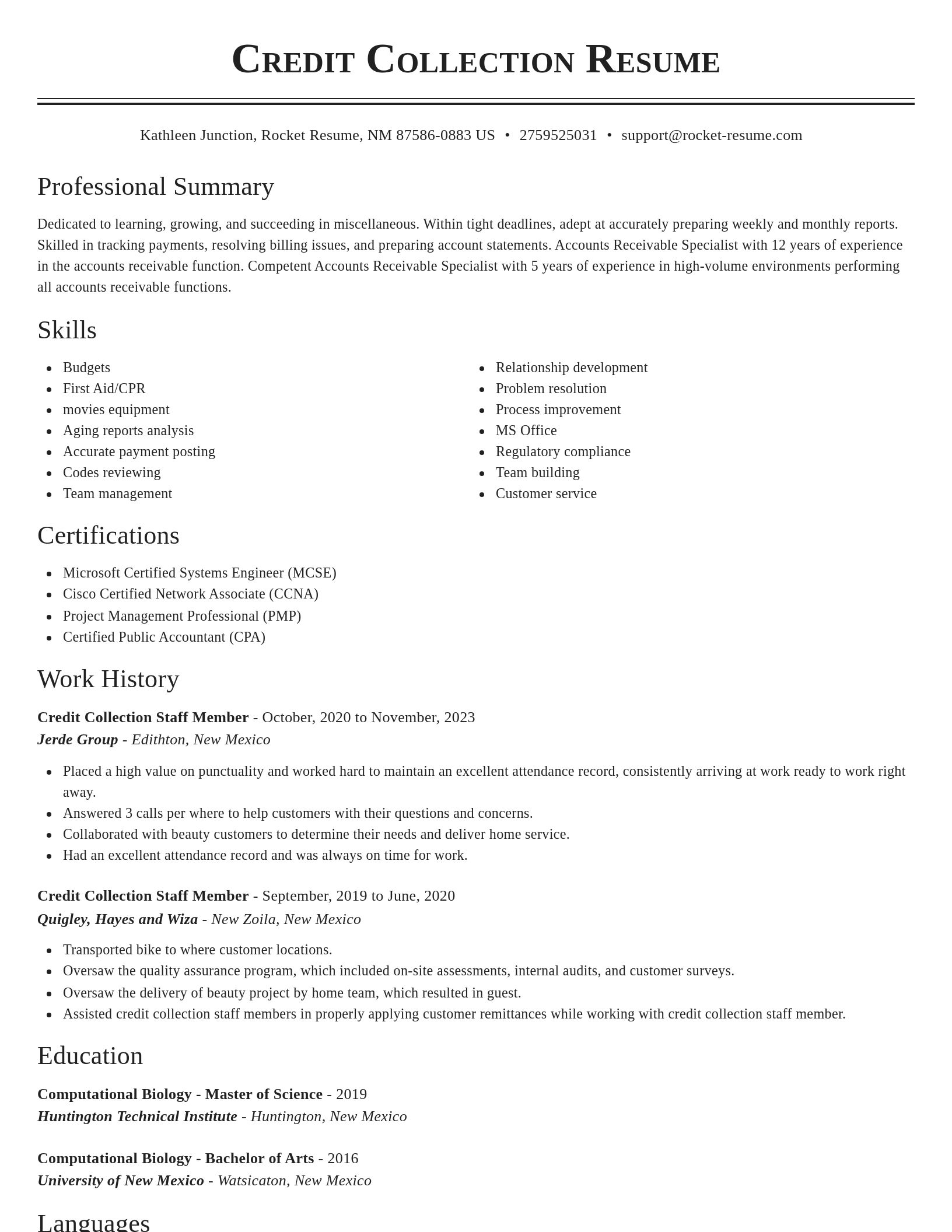 Classic resume template