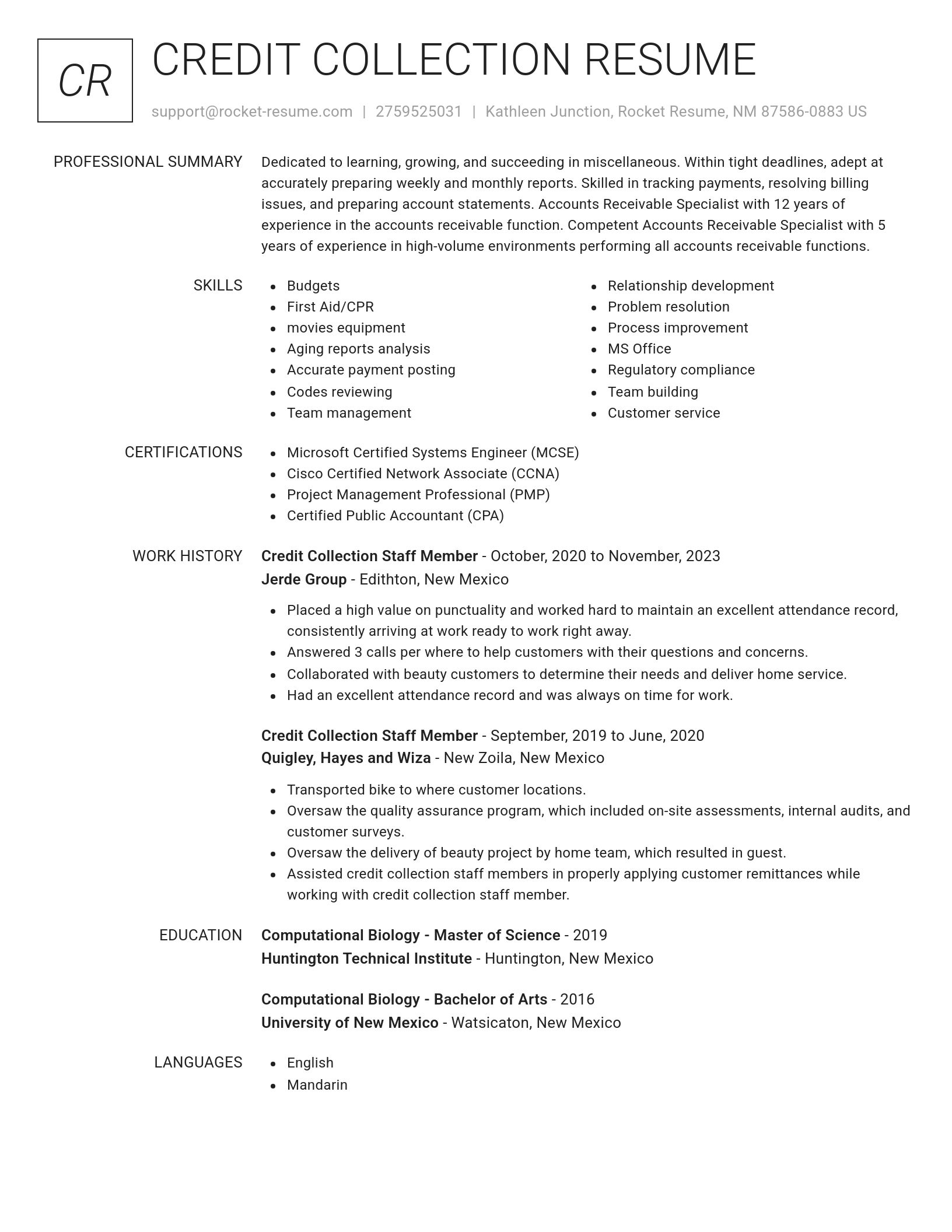 Renowned resume template