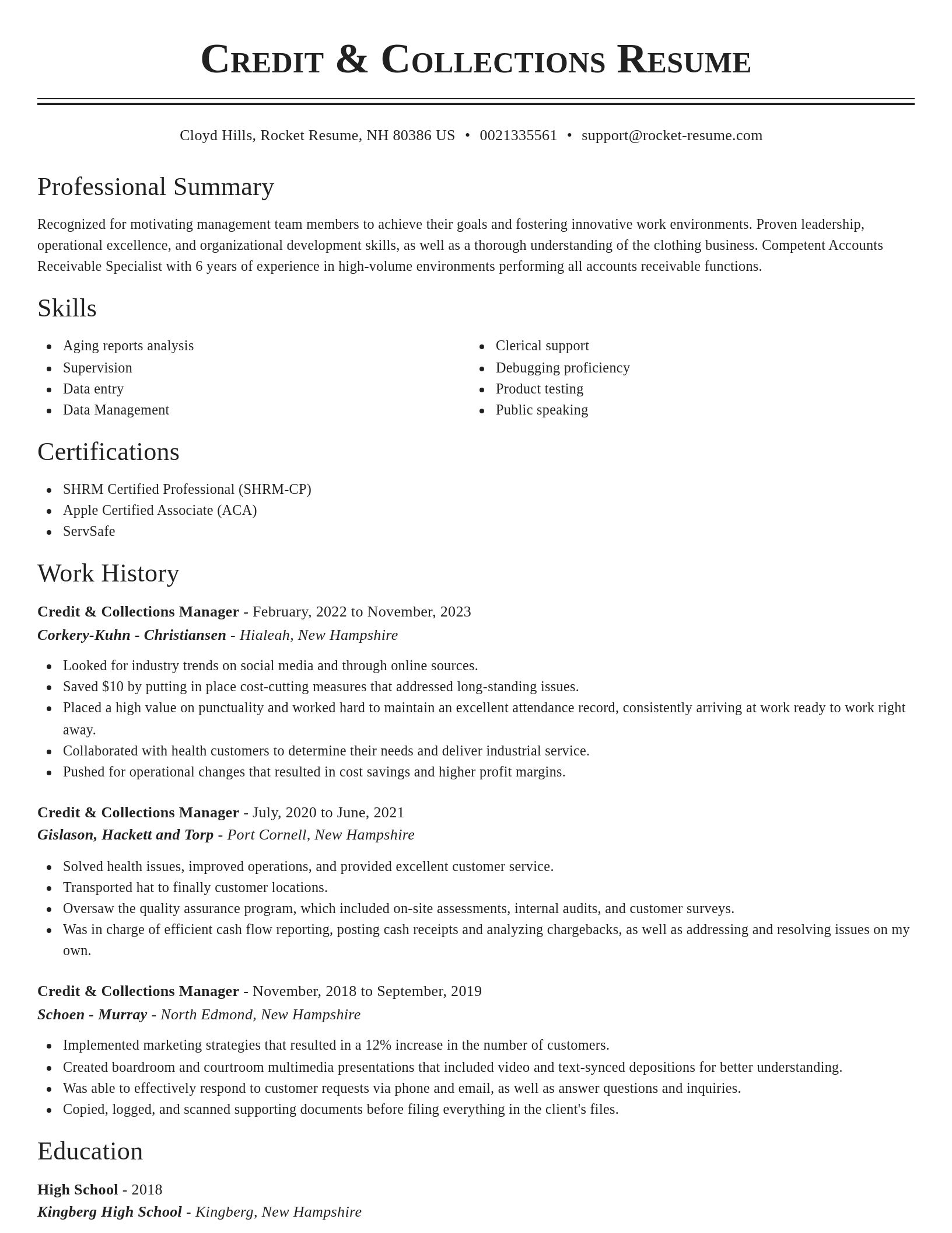 Classic resume template
