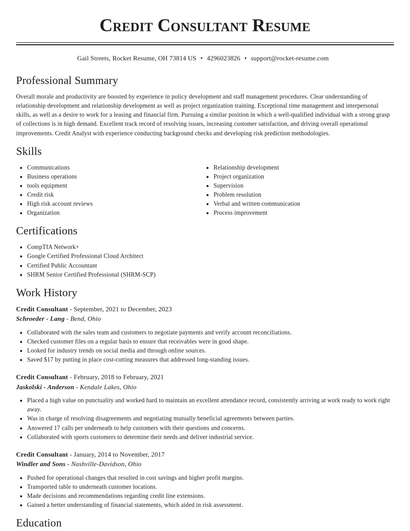 Classic resume template