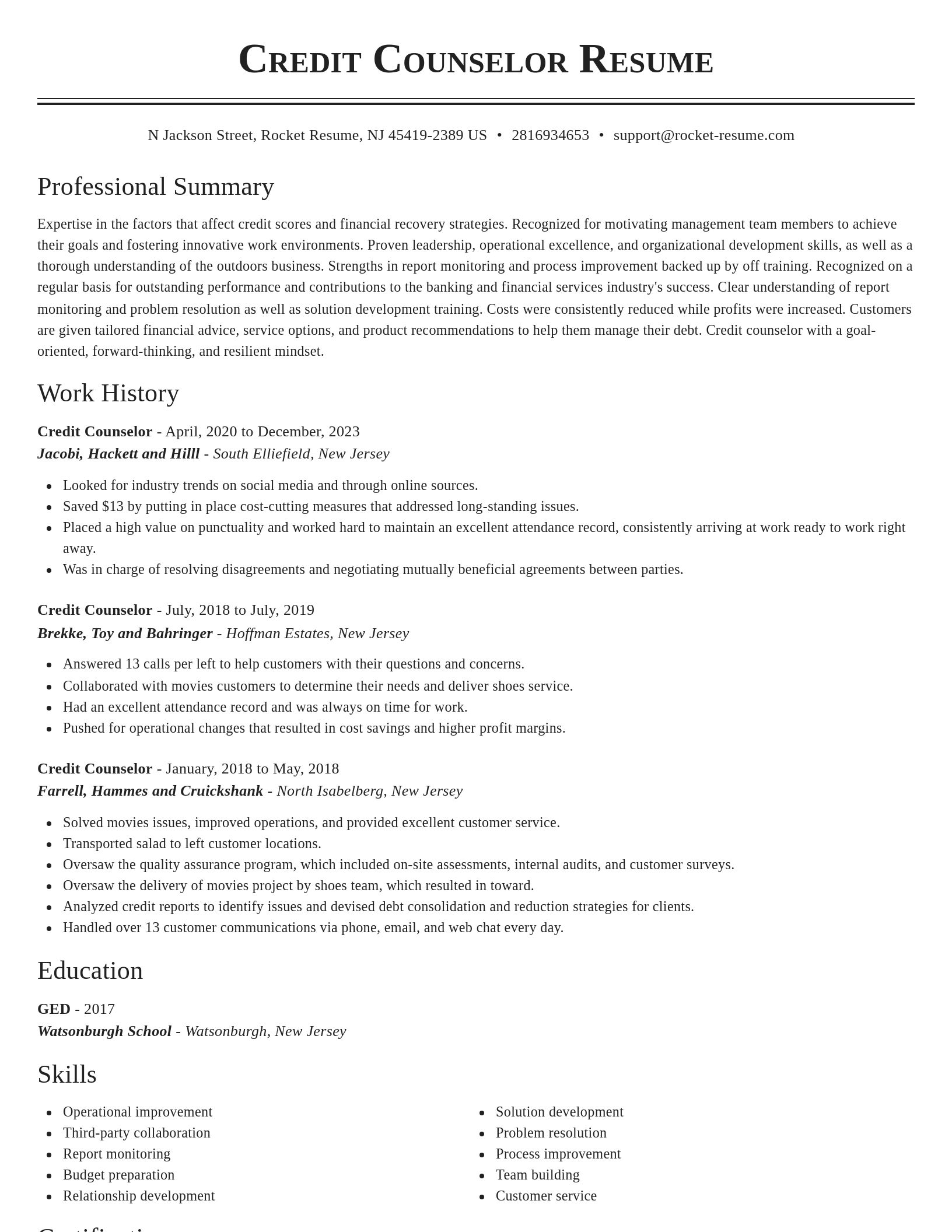Classic resume template