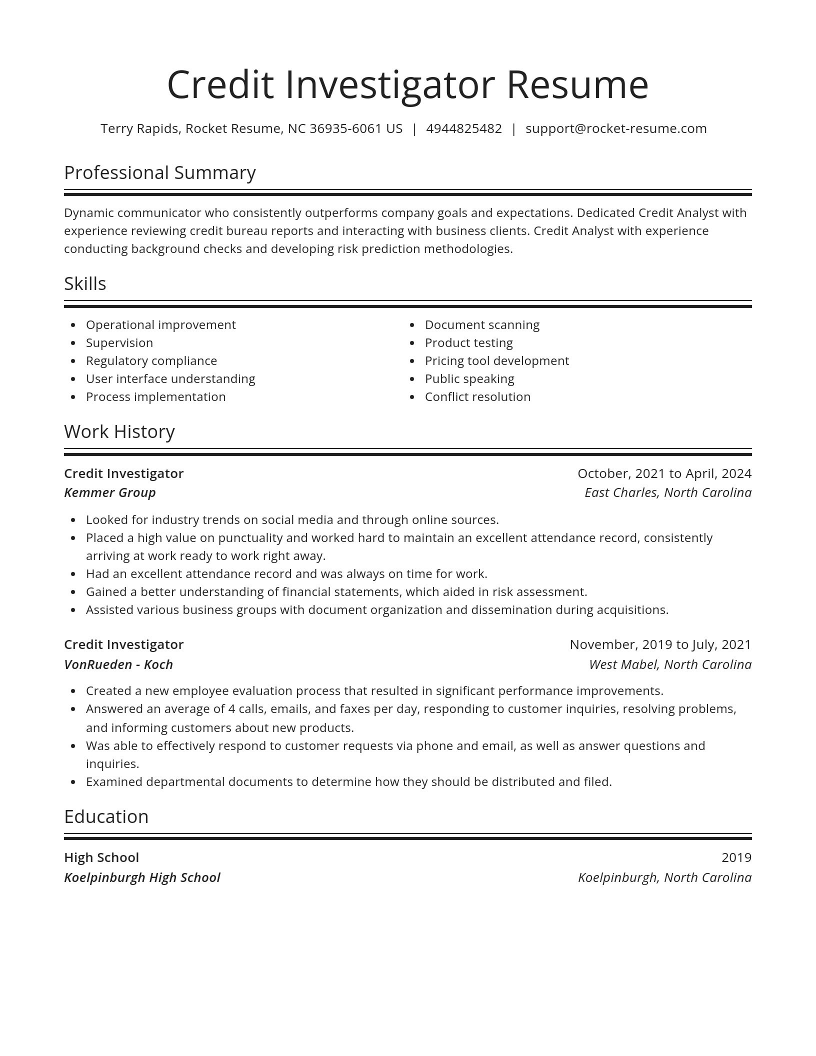 Spotlight resume template