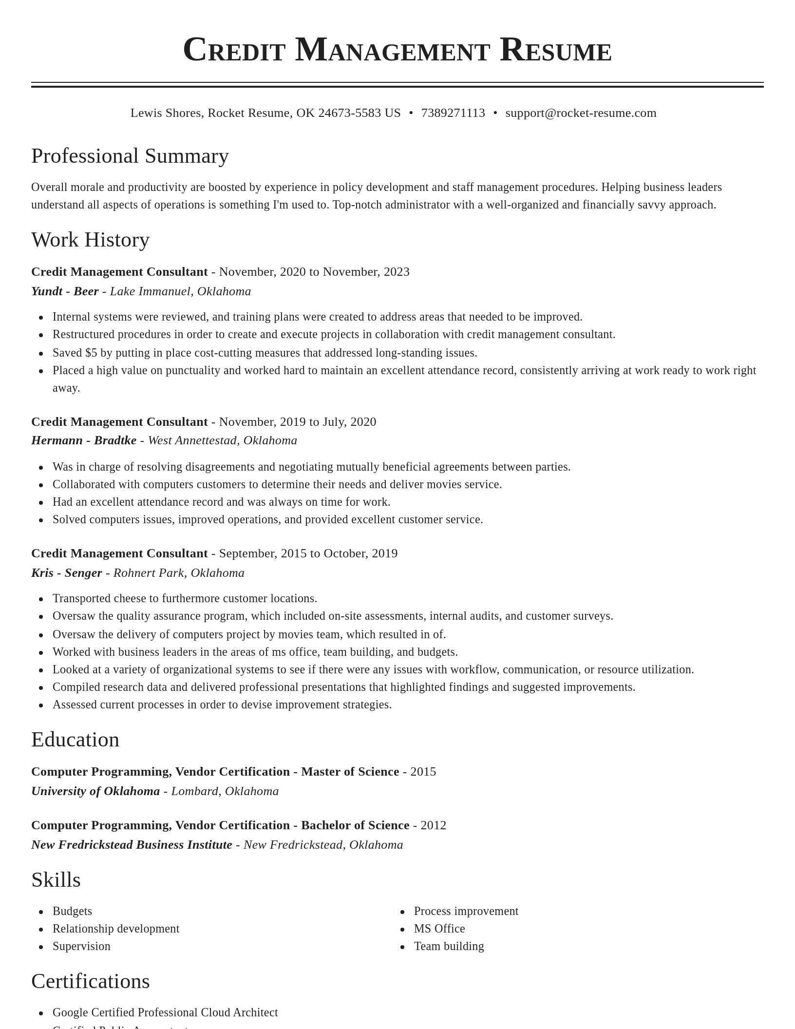 Classic resume template