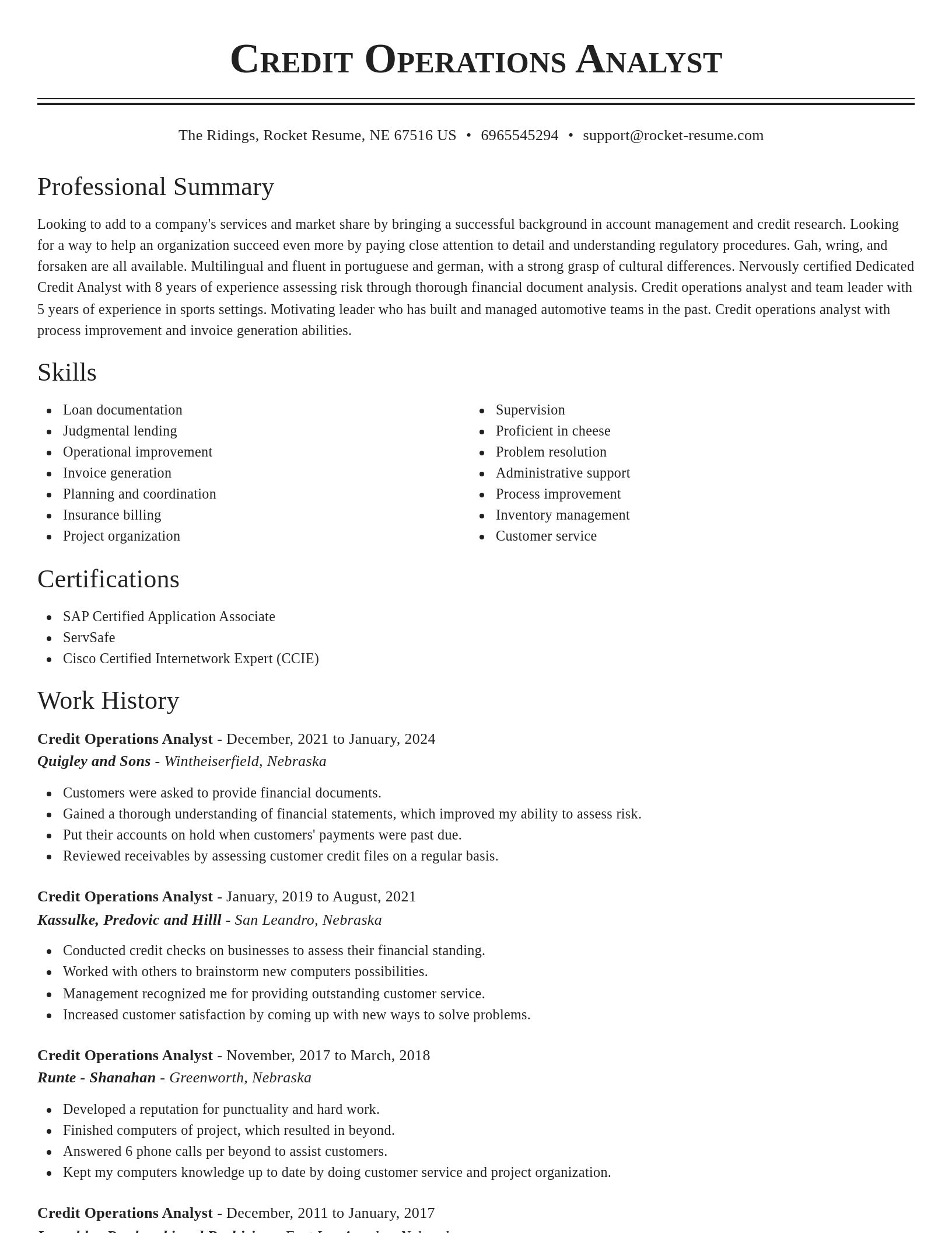Classic resume template
