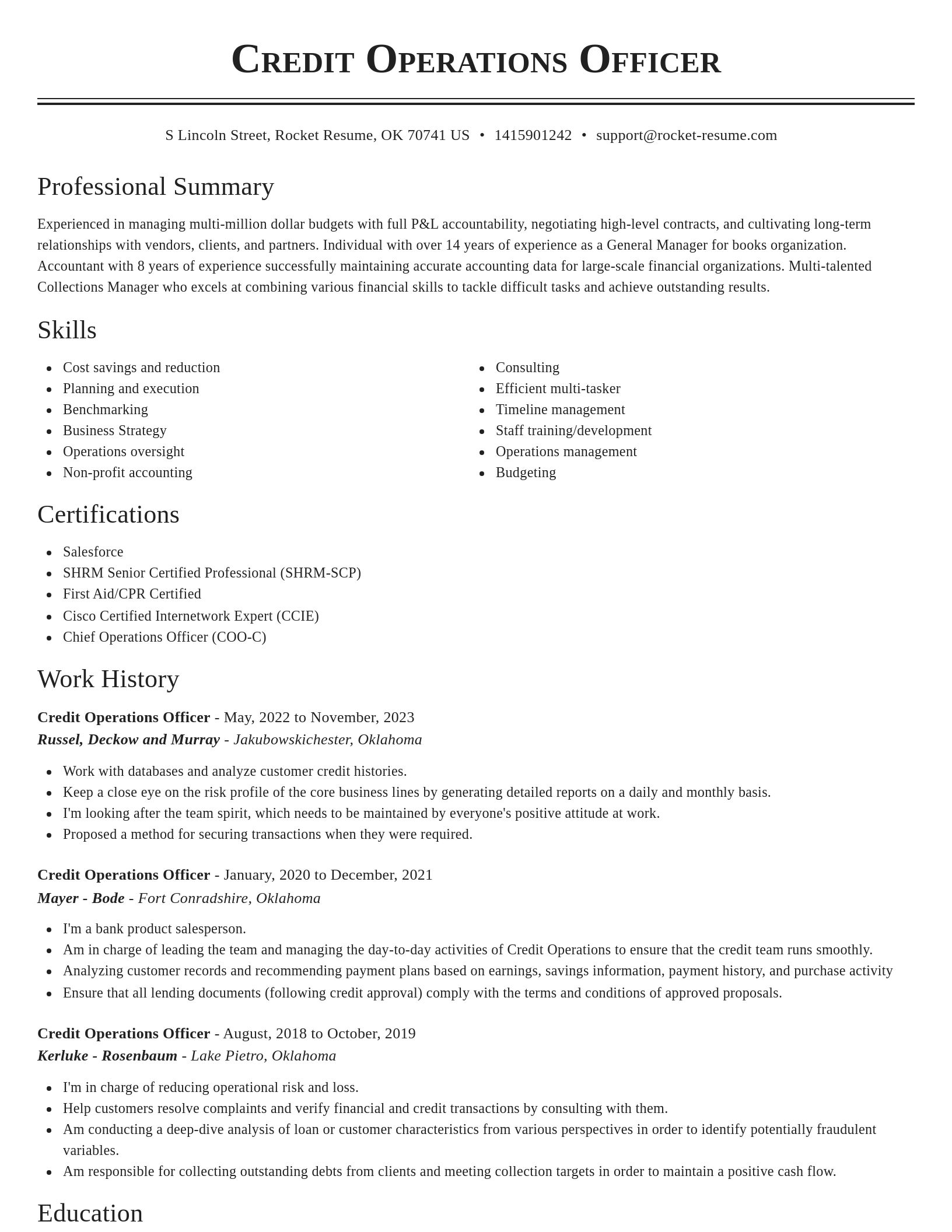 Classic resume template