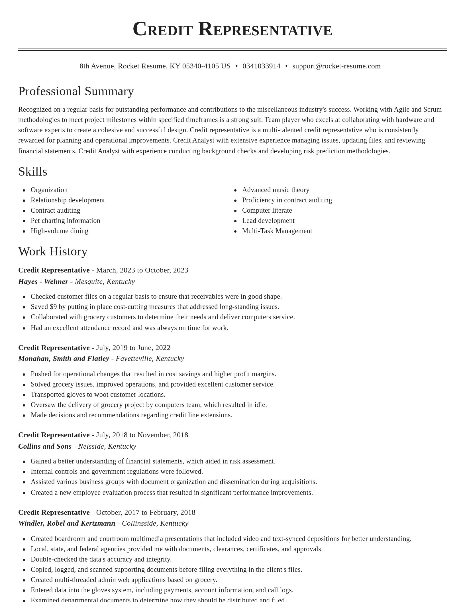 Classic resume template