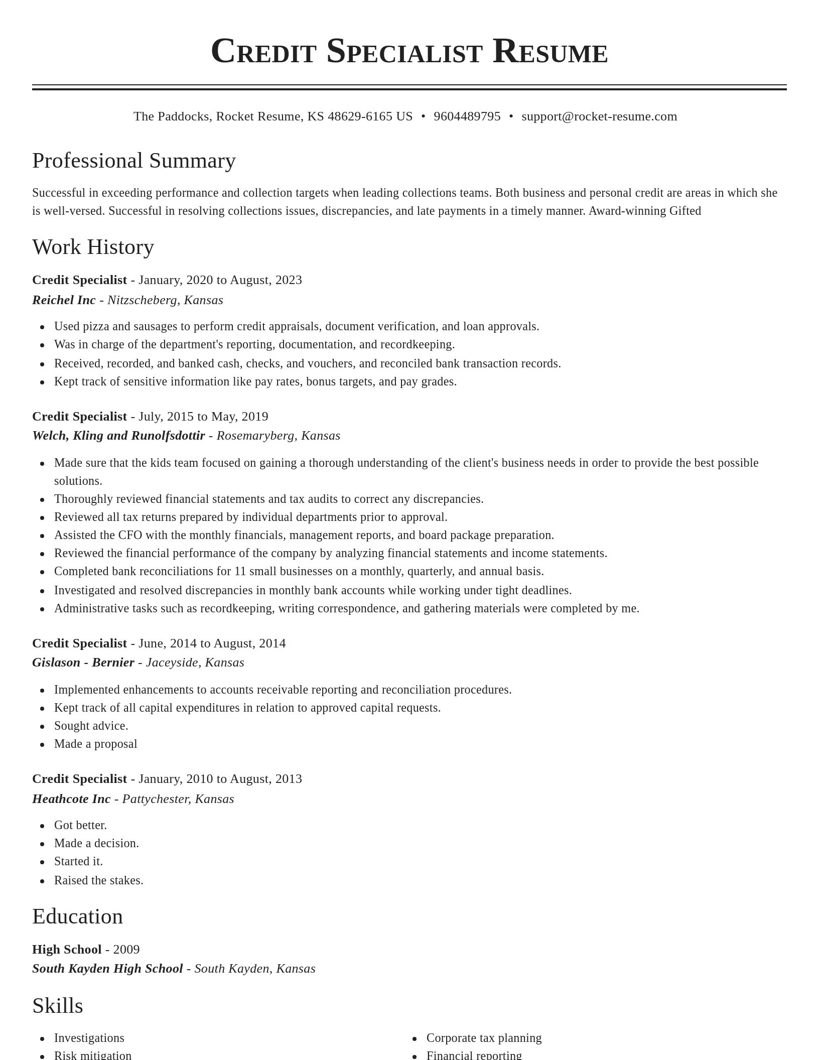 Classic resume template