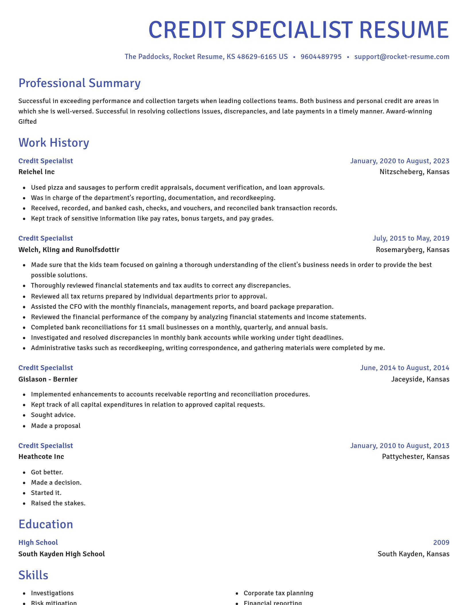Novel resume template