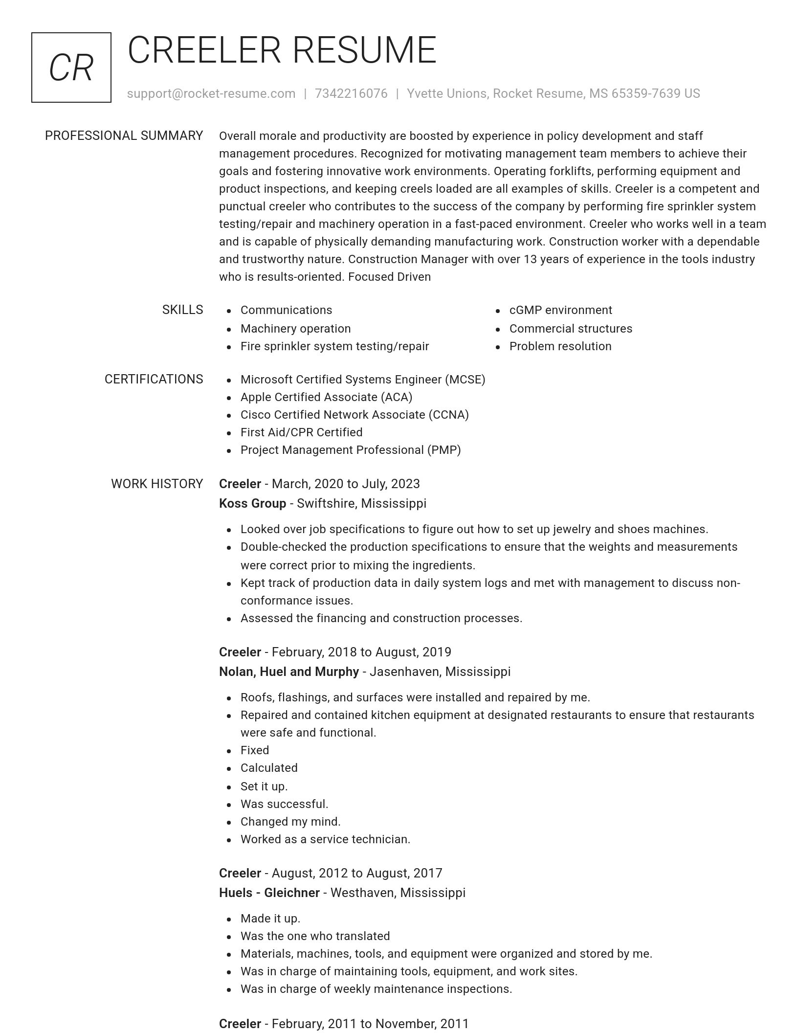 Renowned resume template