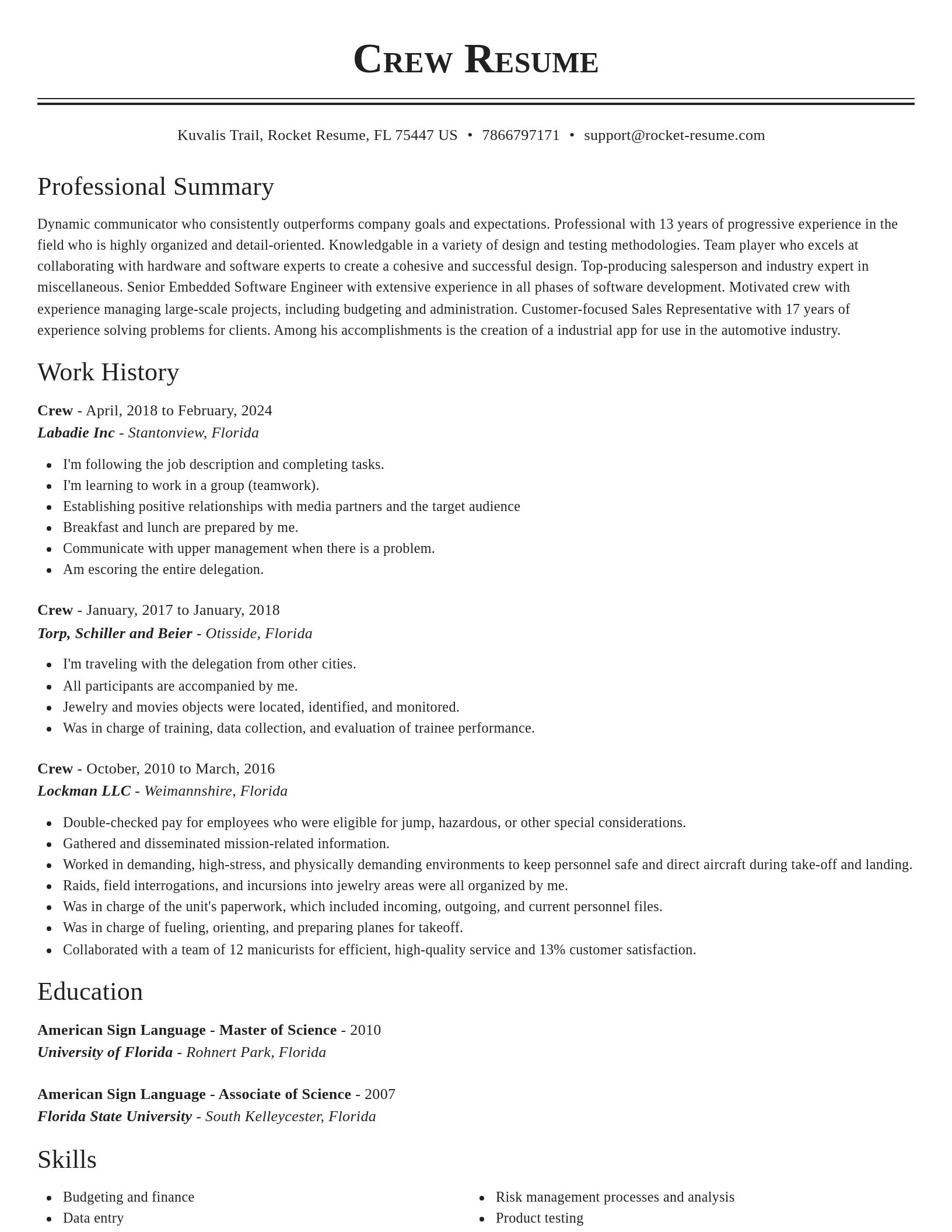 Classic resume template