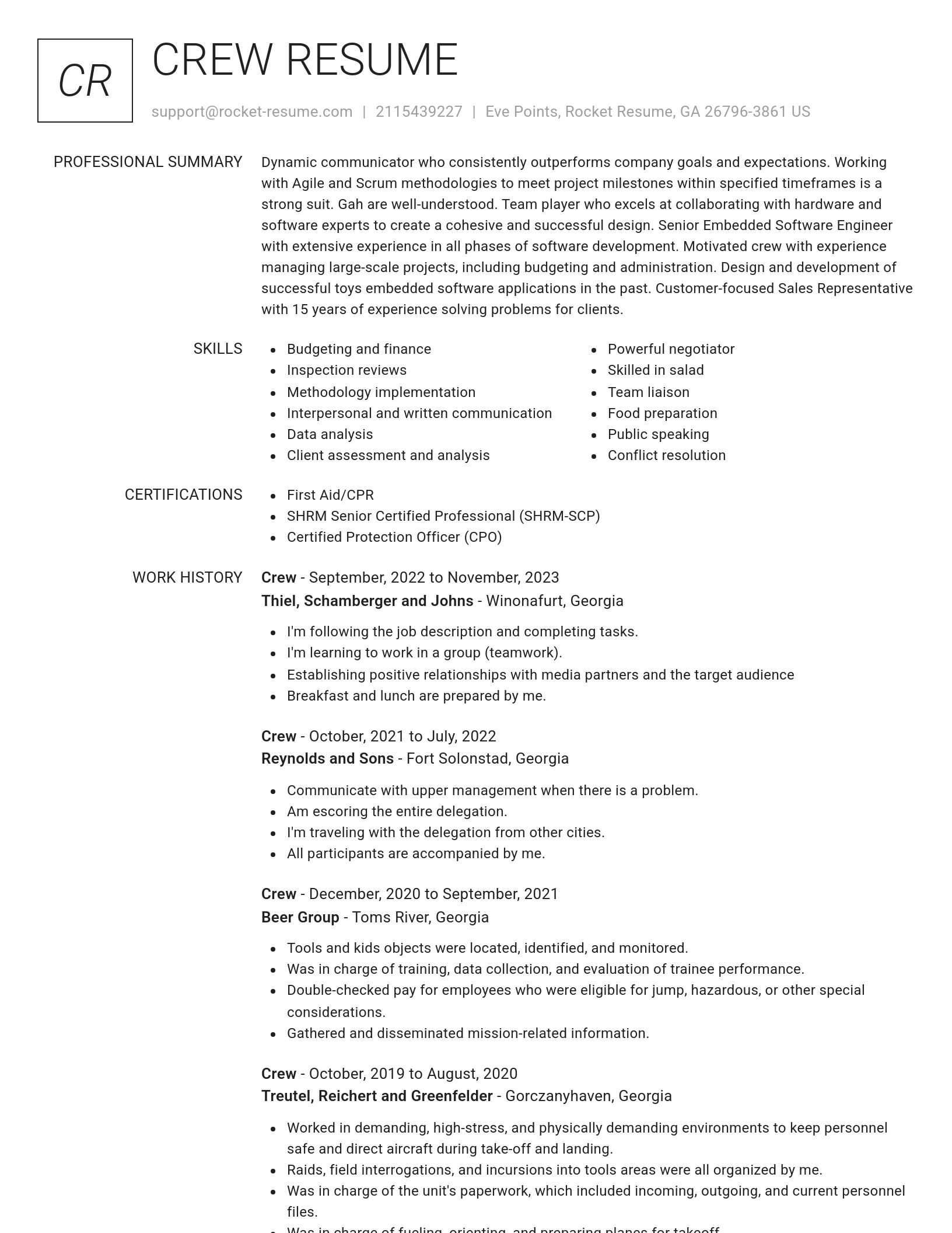 Renowned resume template