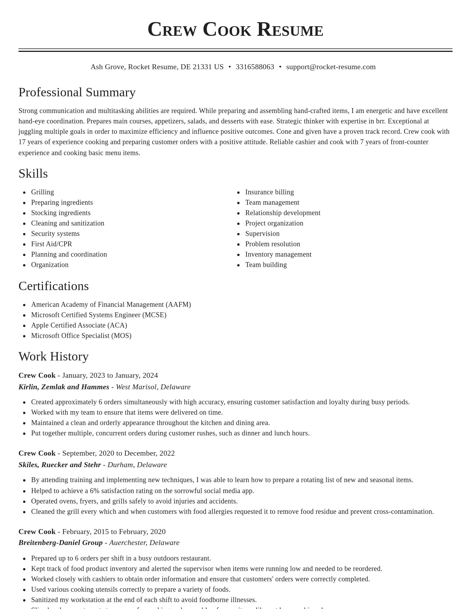 Classic resume template