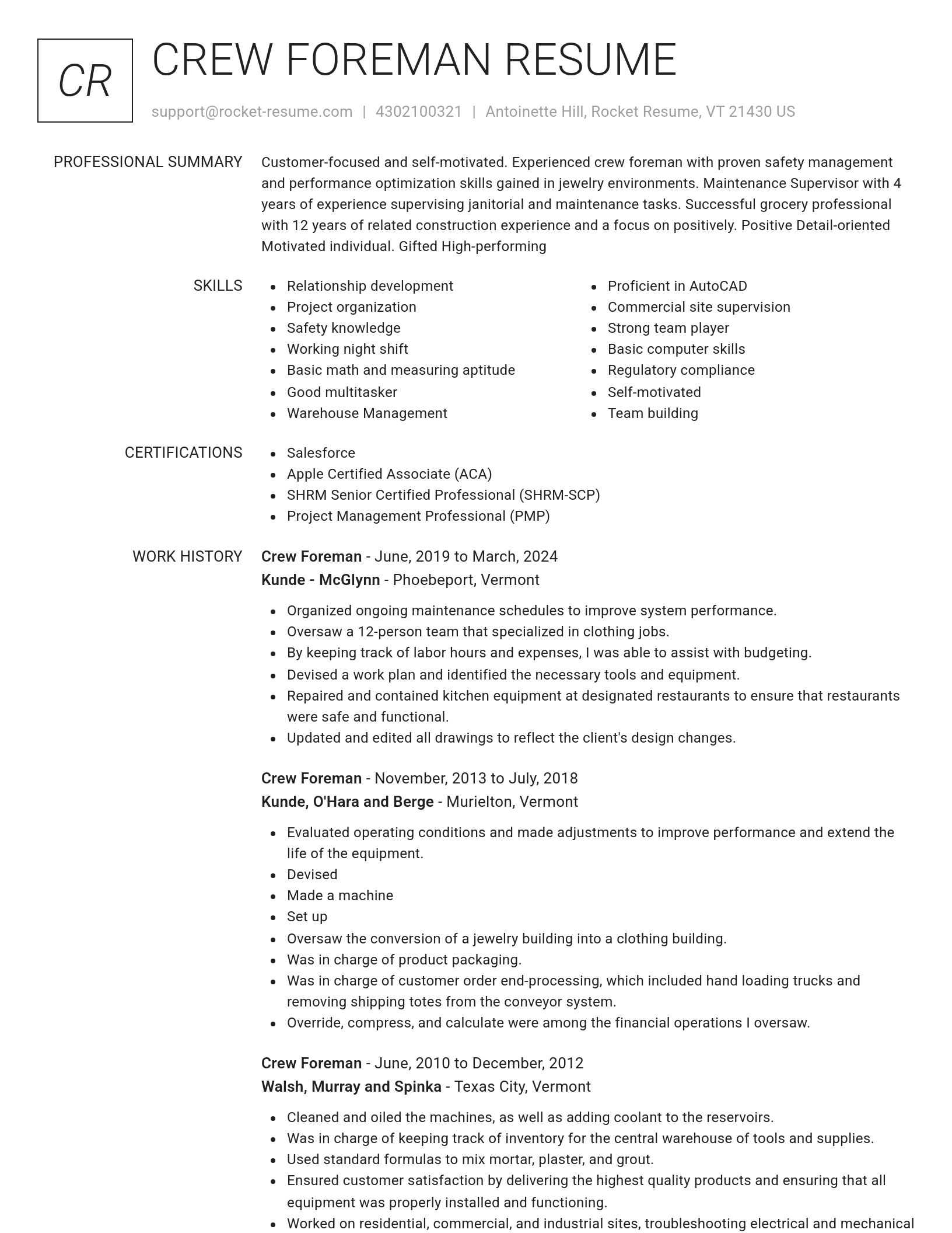 Renowned resume template