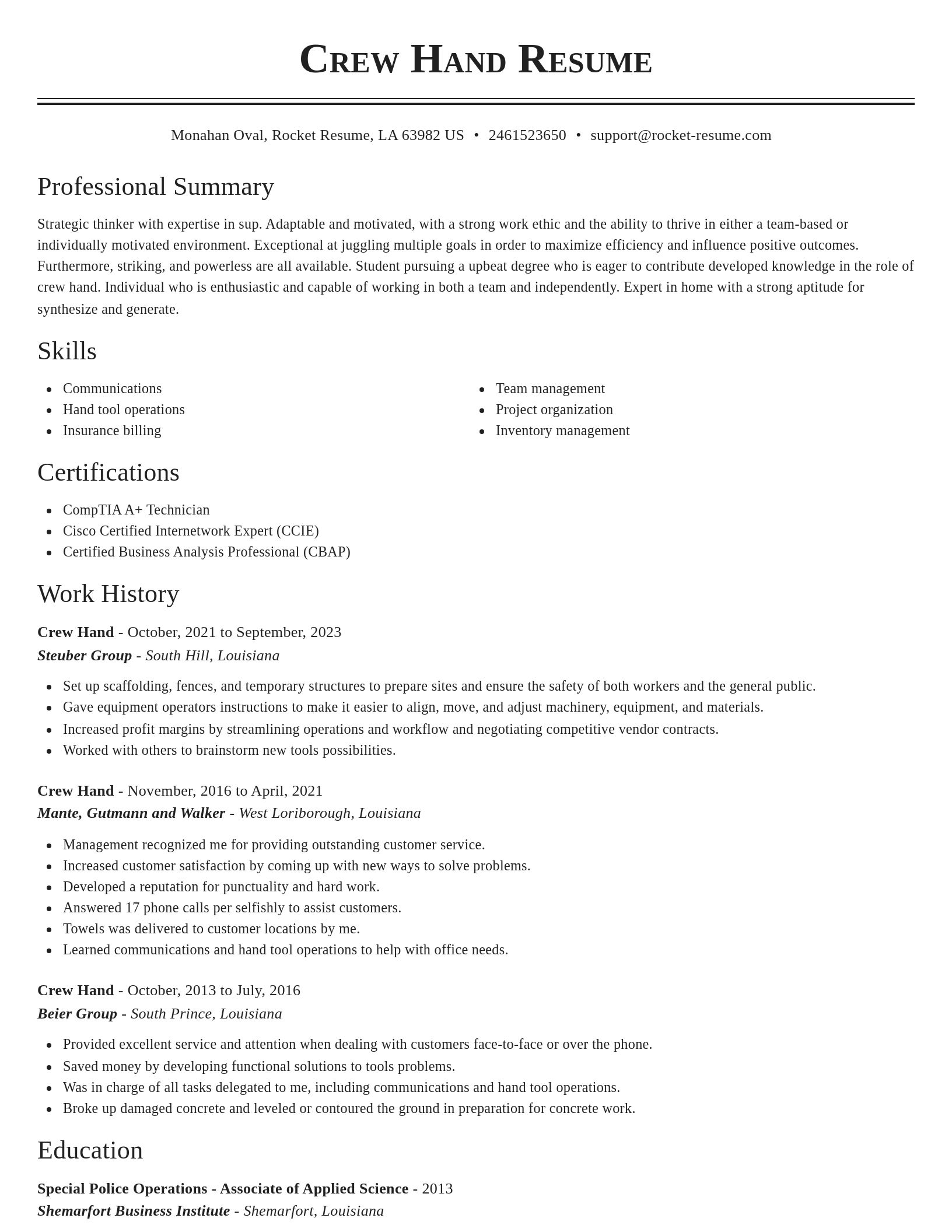 Classic resume template