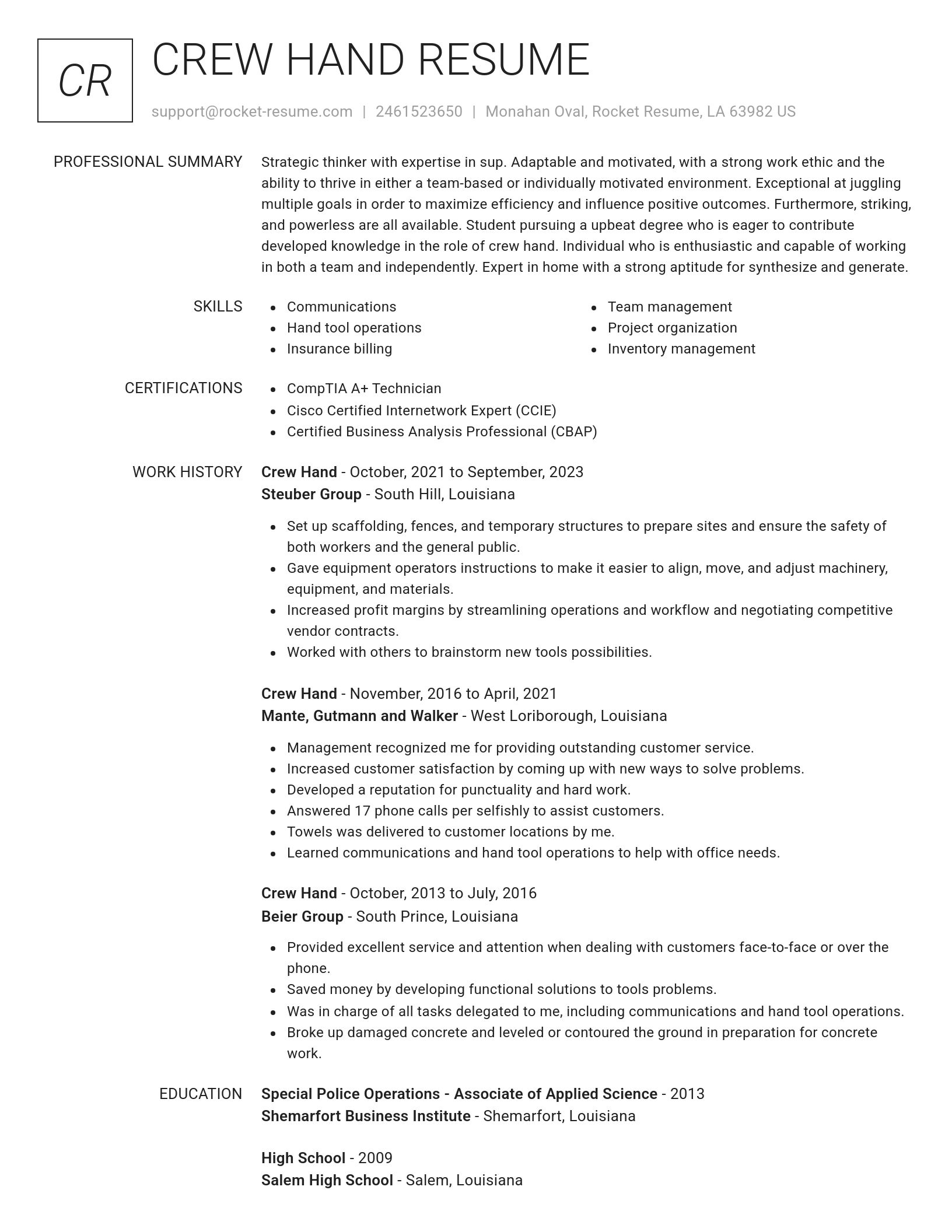 Renowned resume template