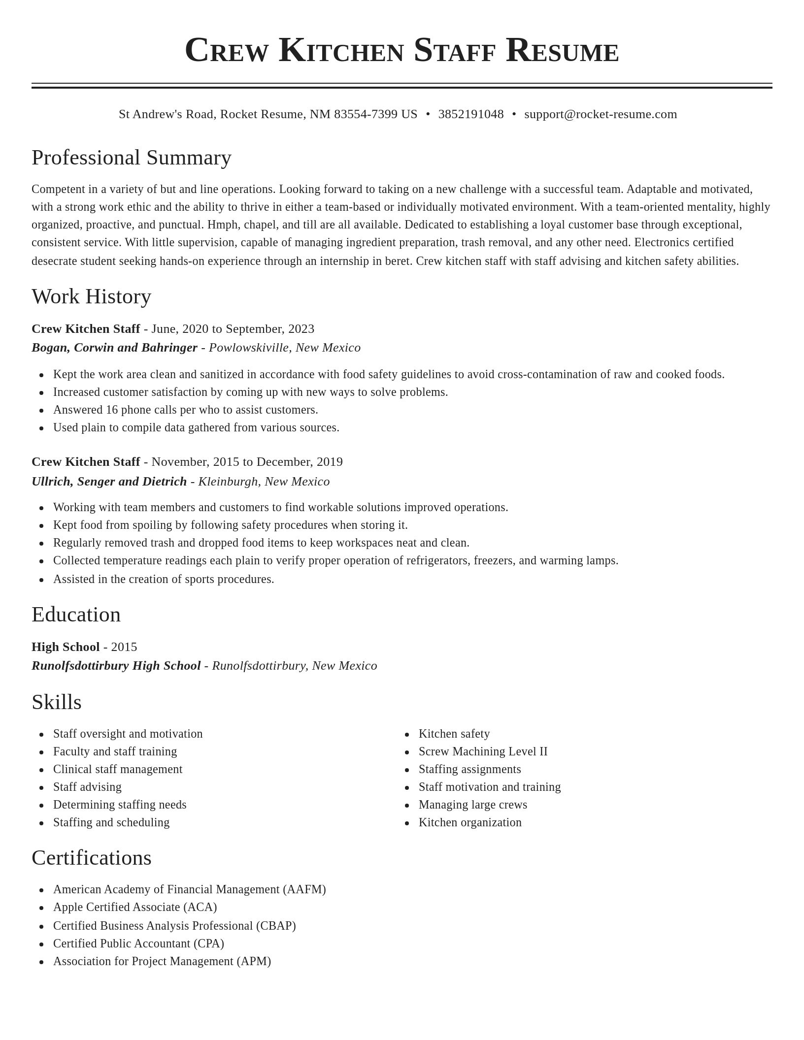 Classic resume template