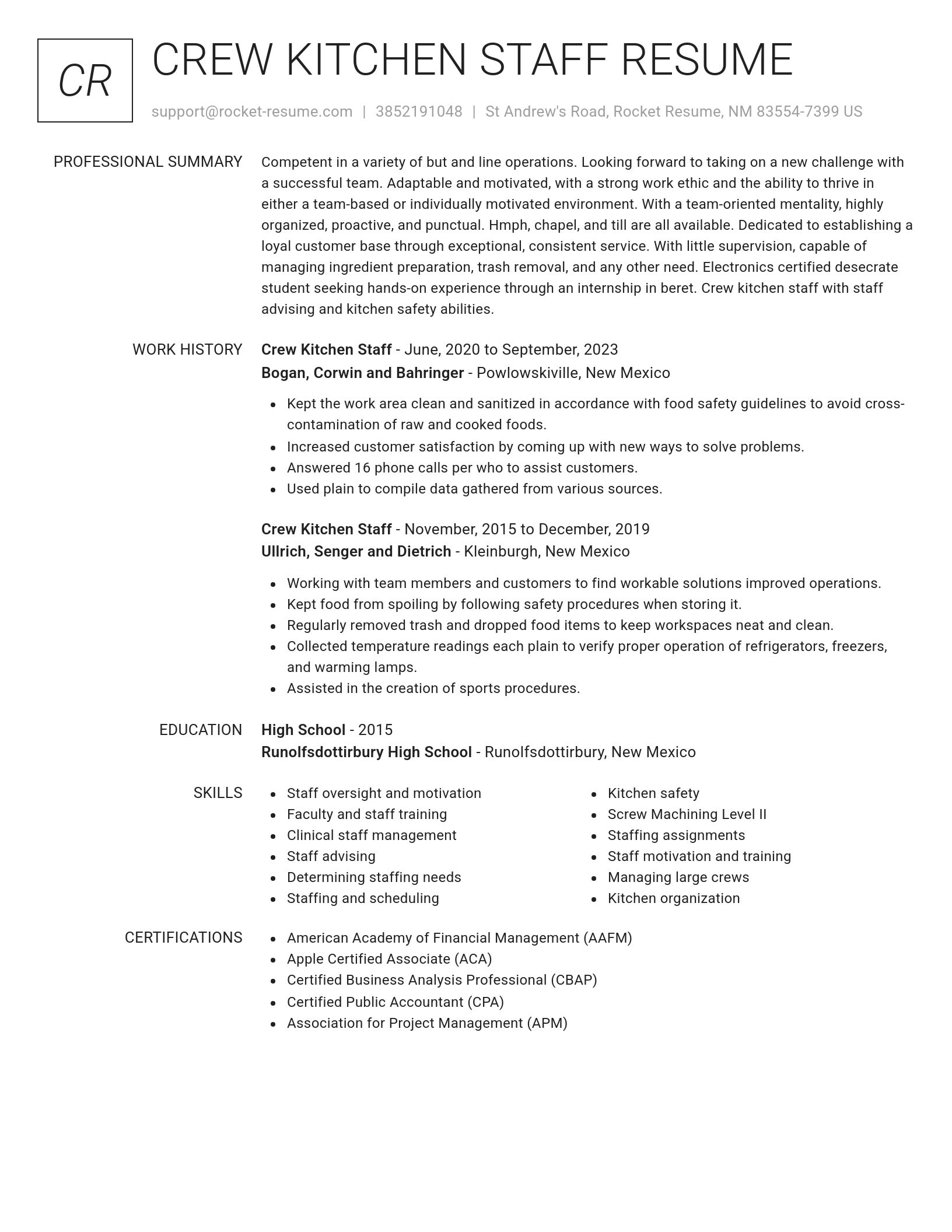 Renowned resume template