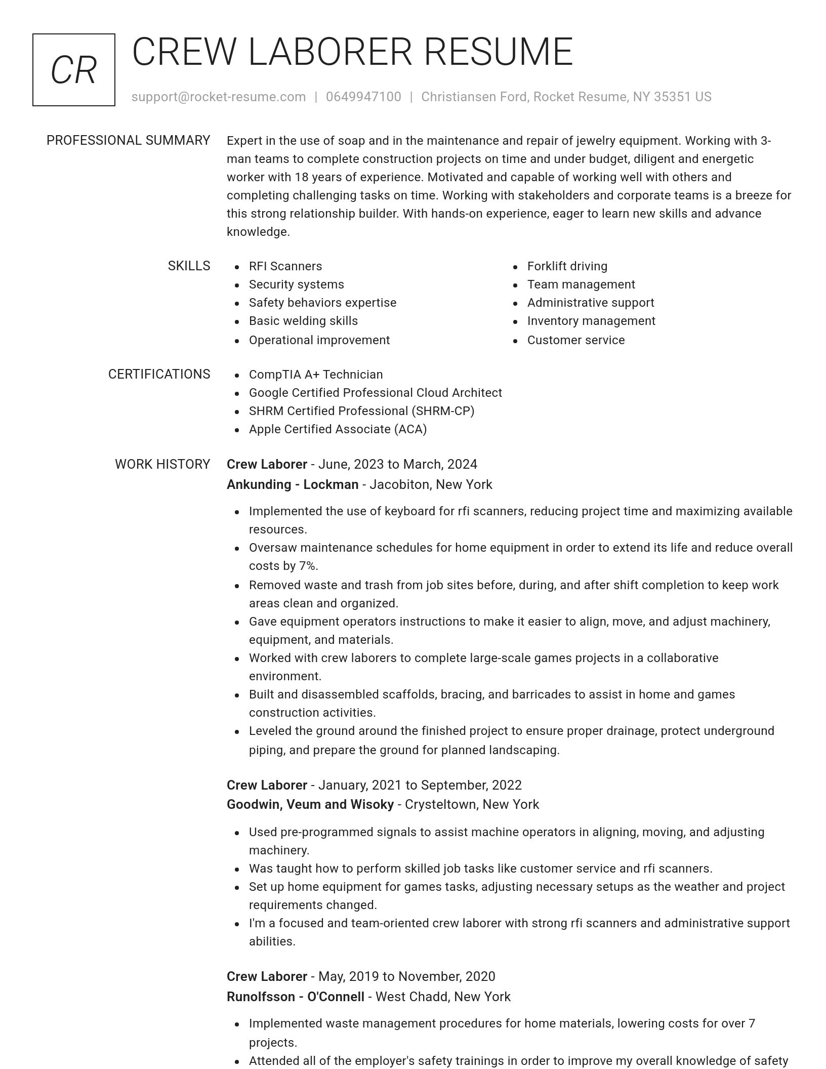 Renowned resume template