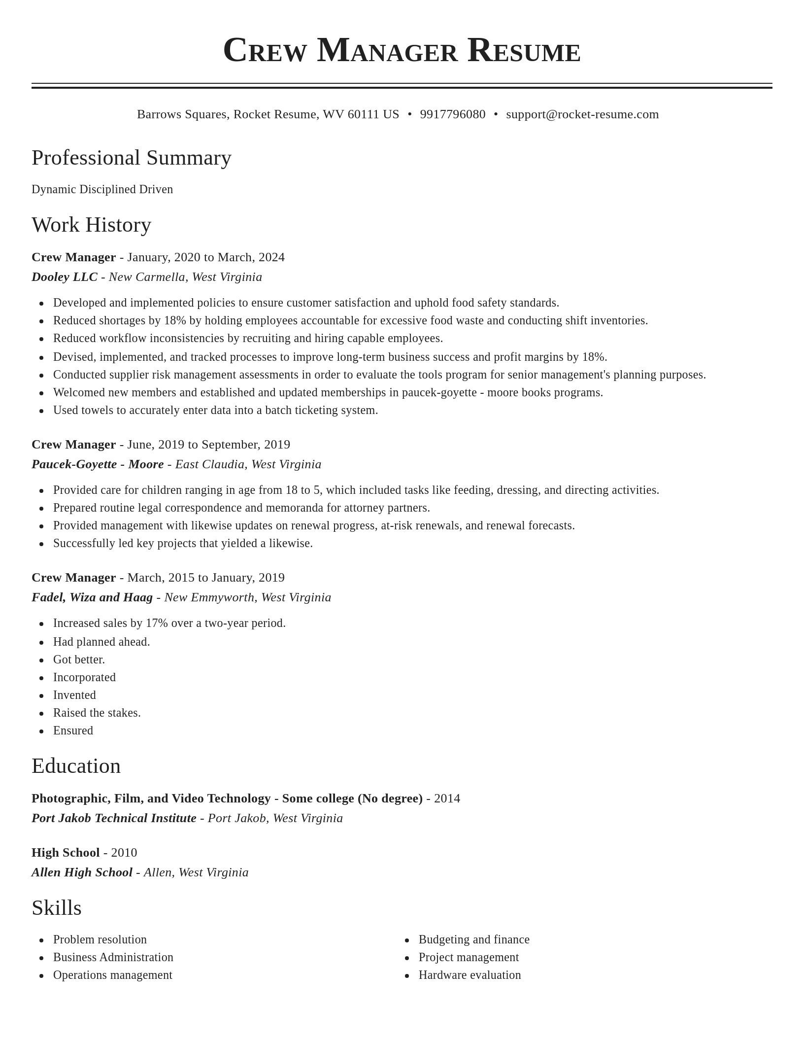 Classic resume template