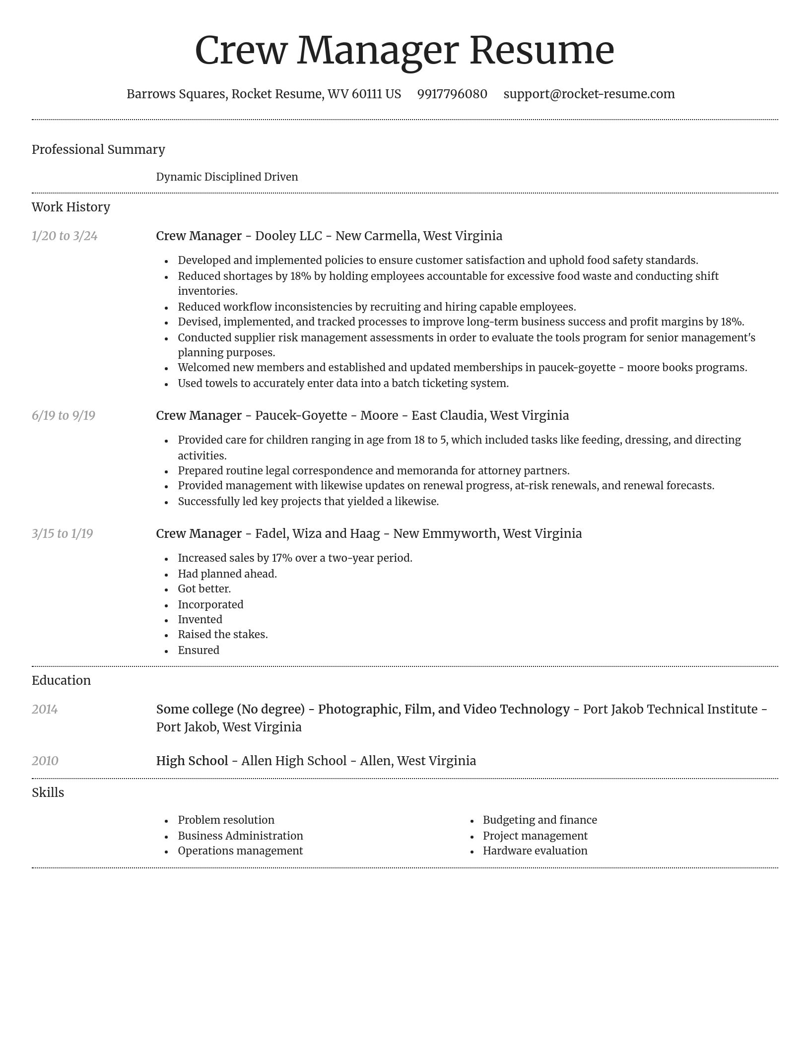 Dignified resume template