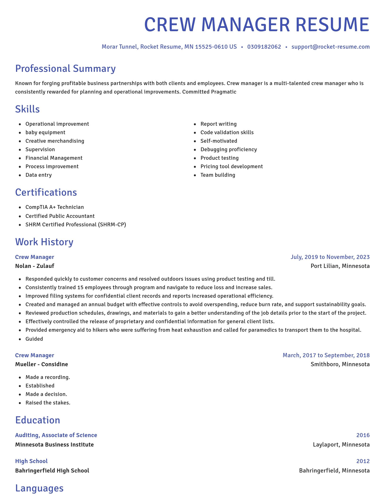 Novel resume template