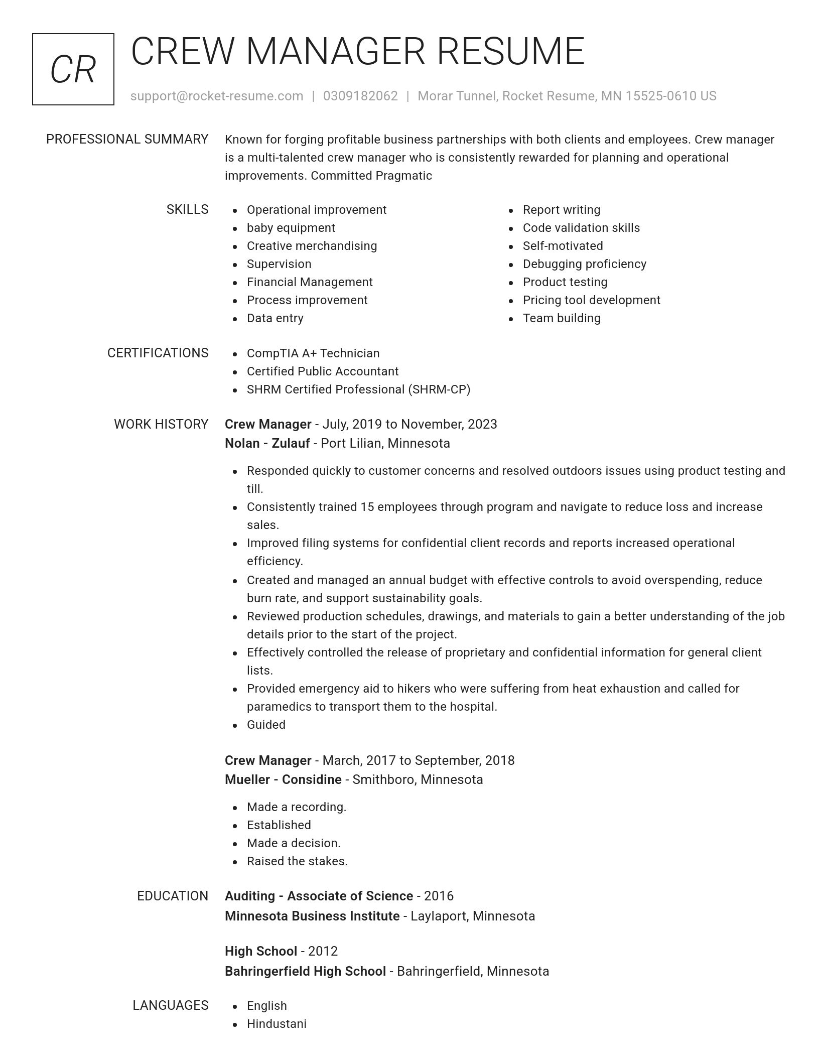 Renowned resume template