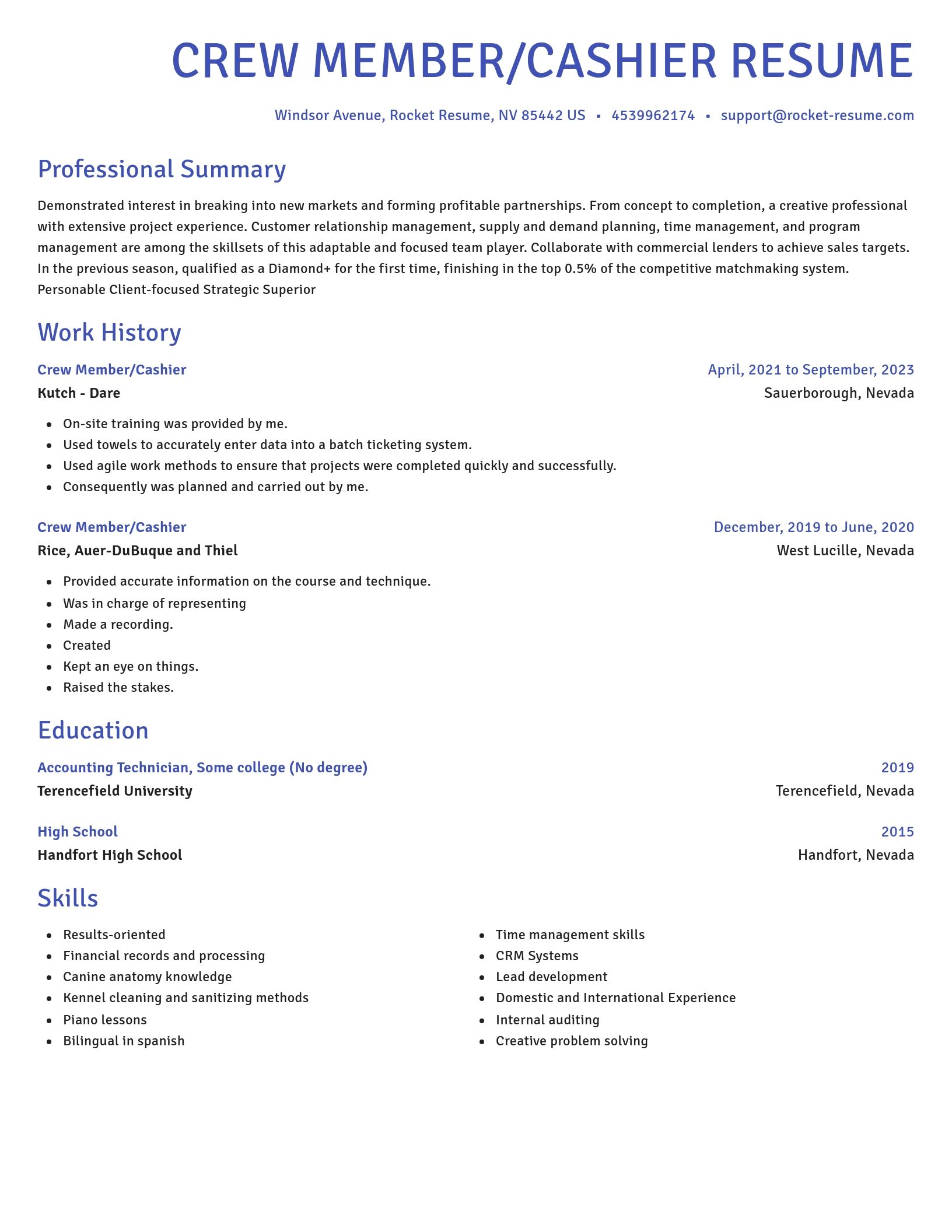 Novel resume template