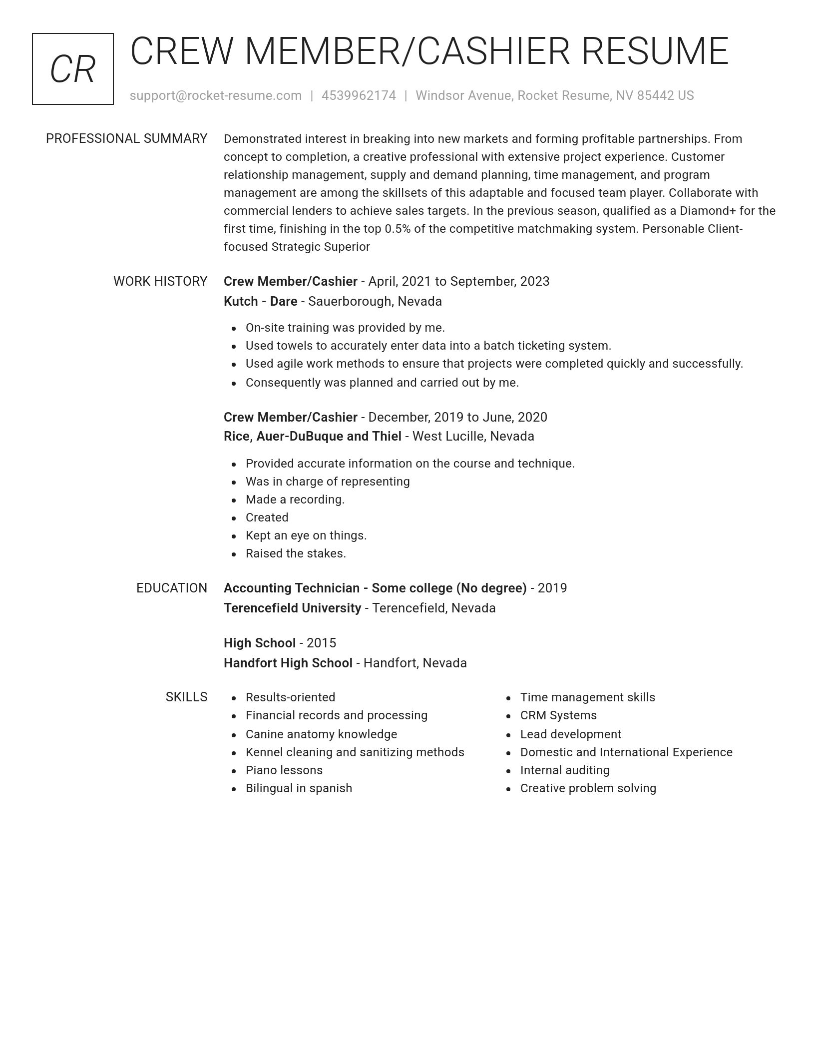 Renowned resume template