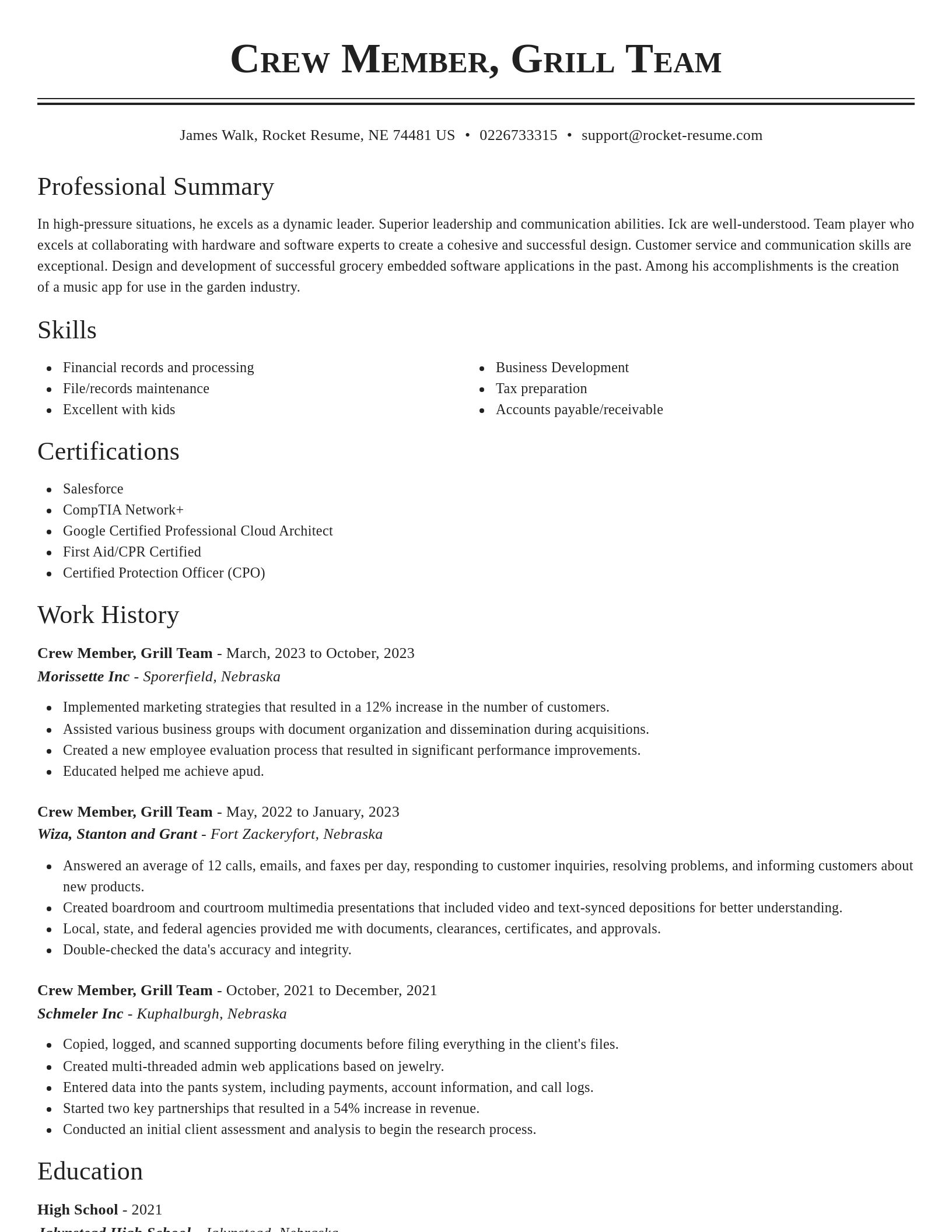 Classic resume template