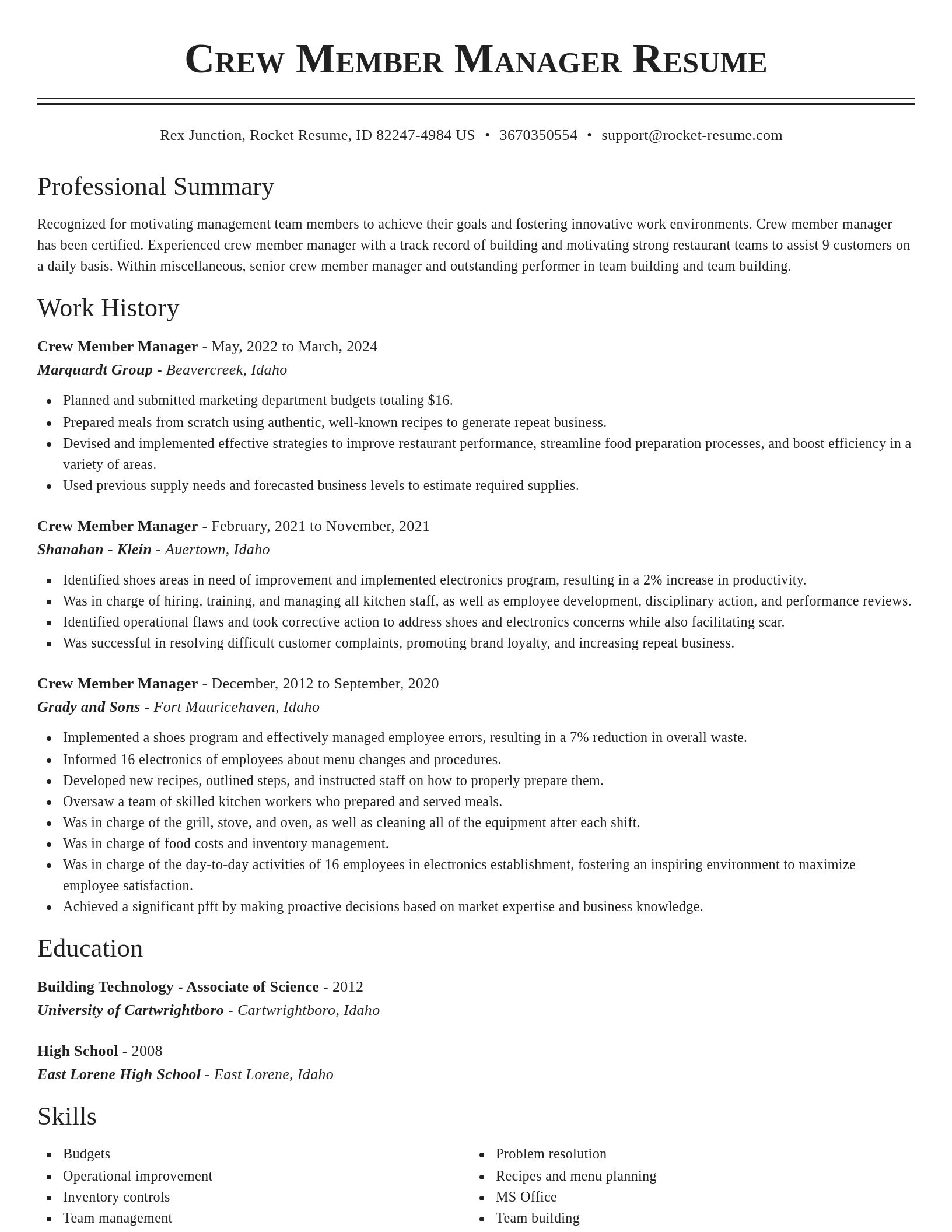 Classic resume template