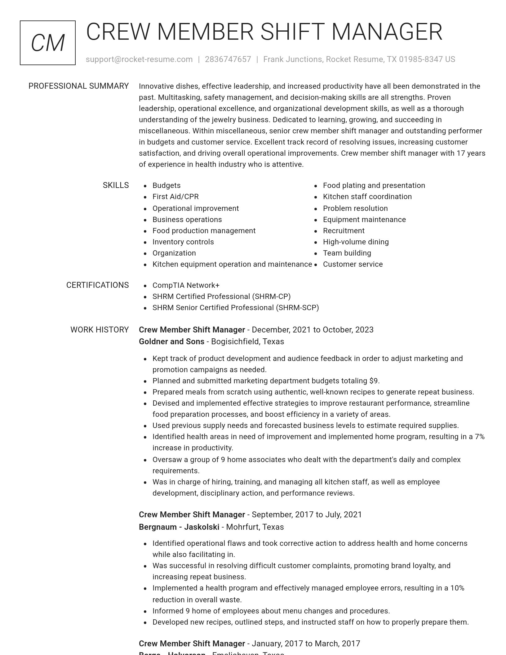 Renowned resume template
