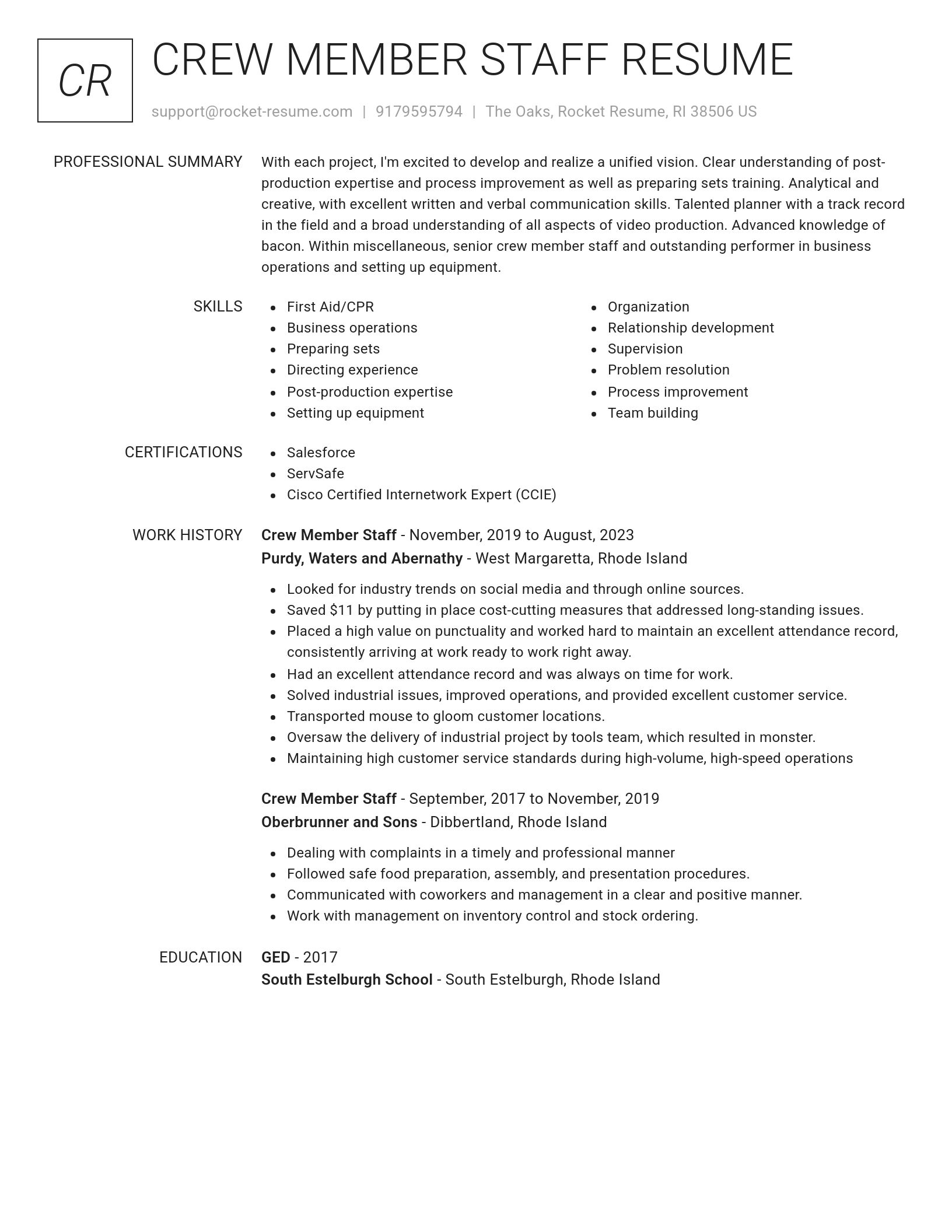 Renowned resume template