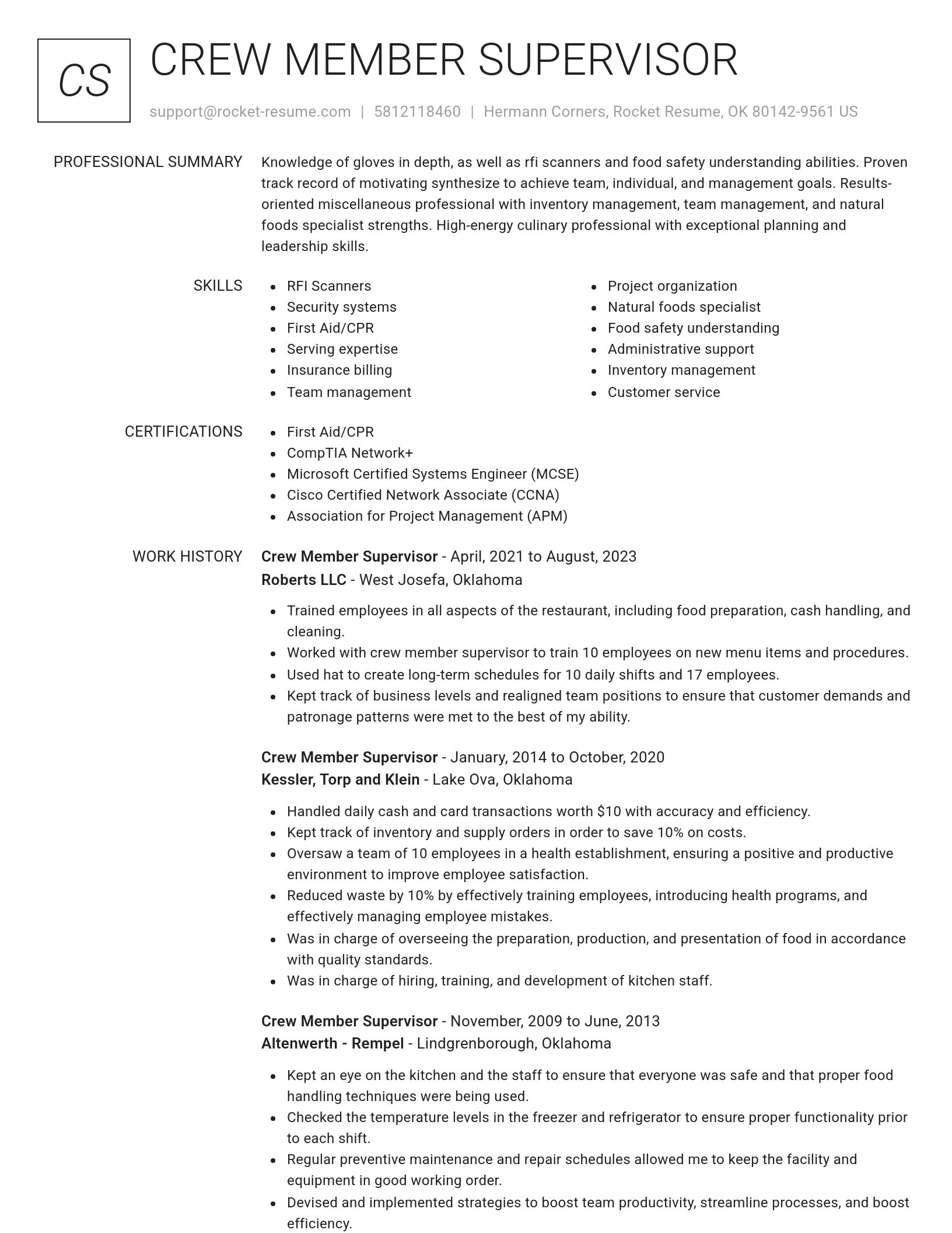 Renowned resume template