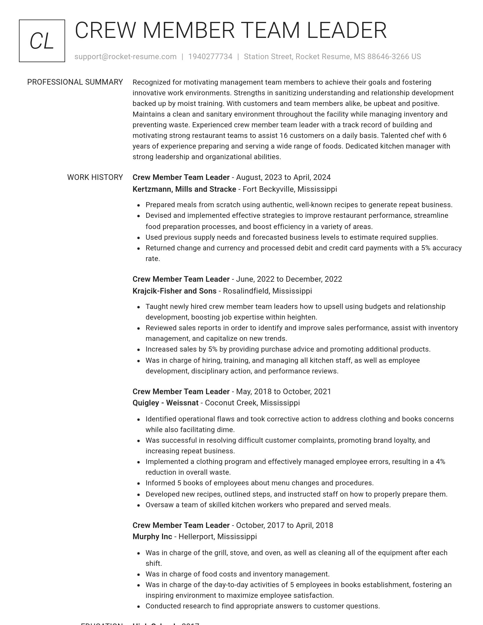 Renowned resume template