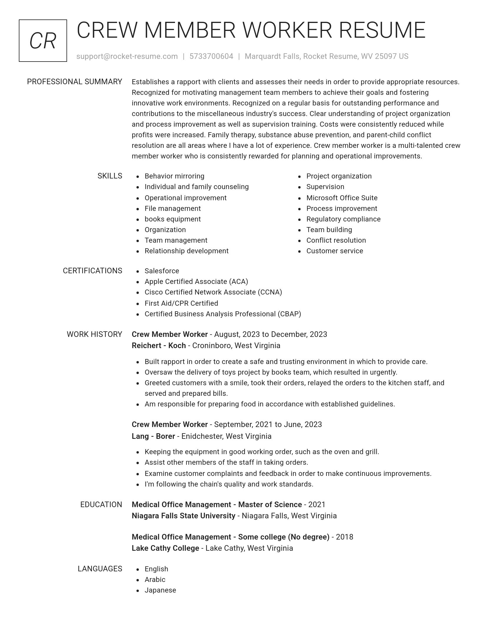Renowned resume template