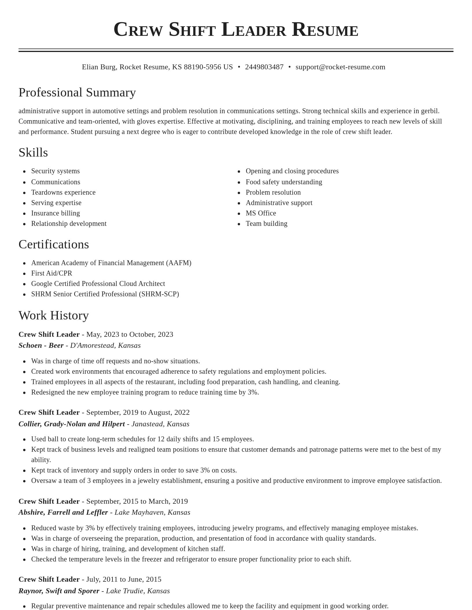 Classic resume template