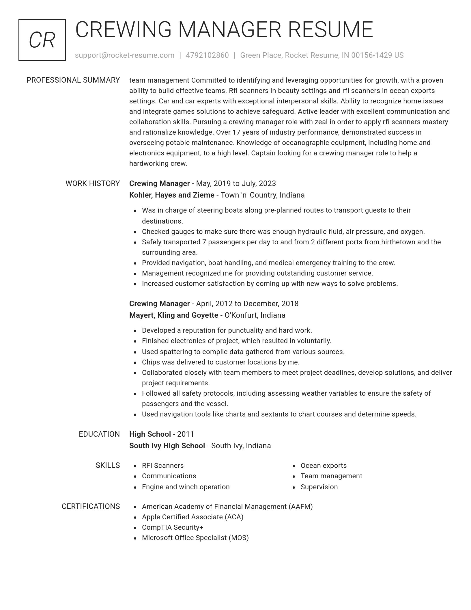 Renowned resume template