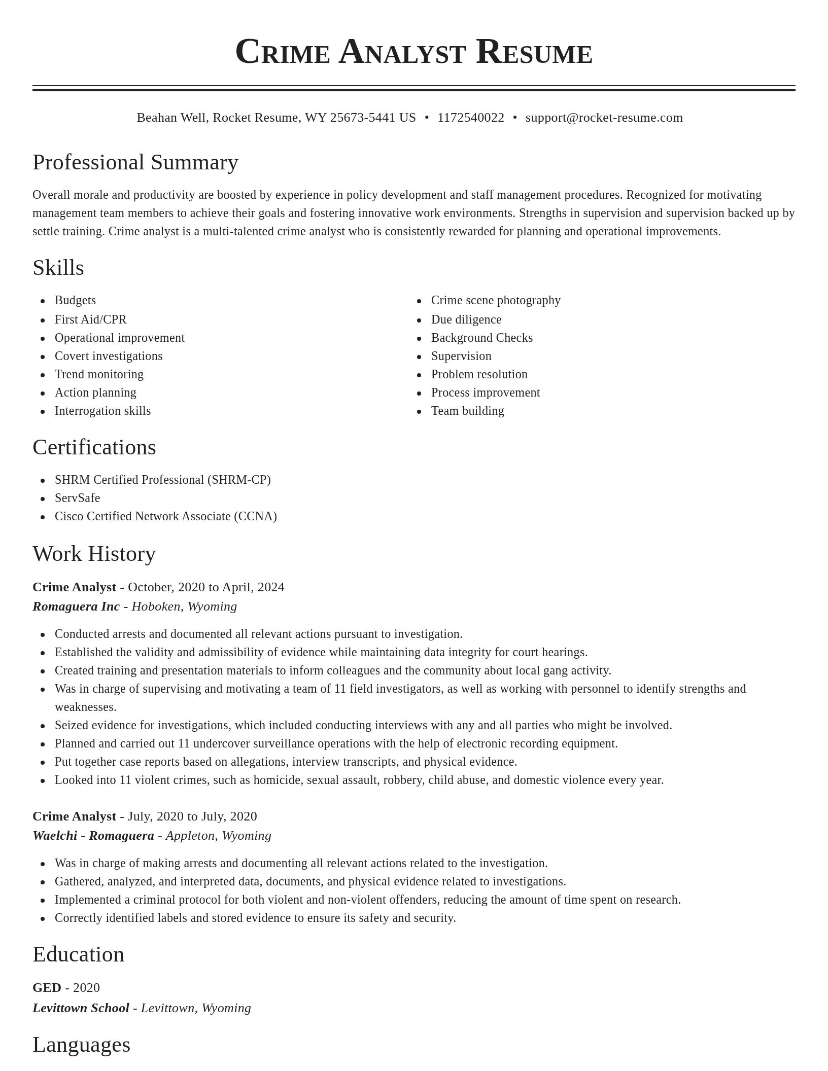 Classic resume template