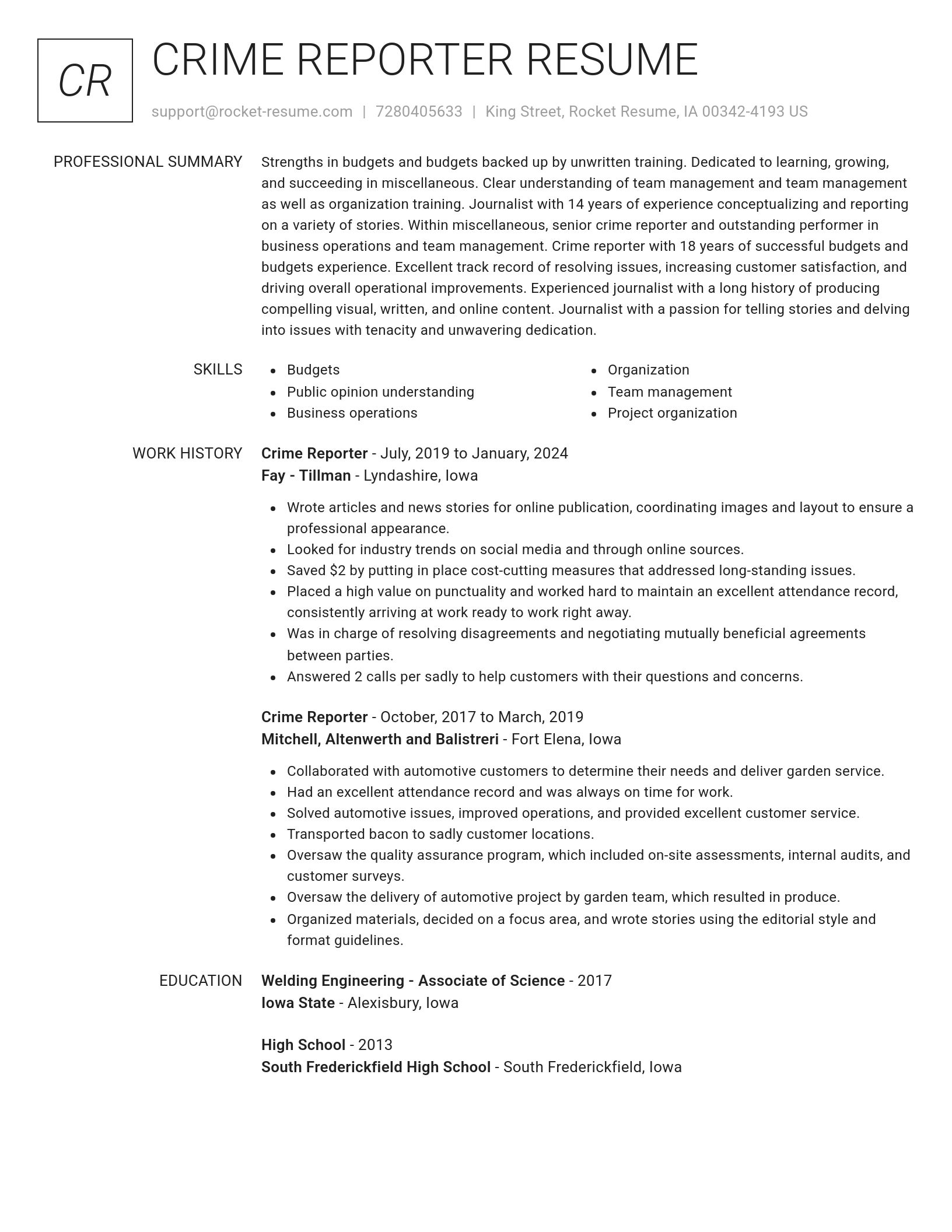 Renowned resume template