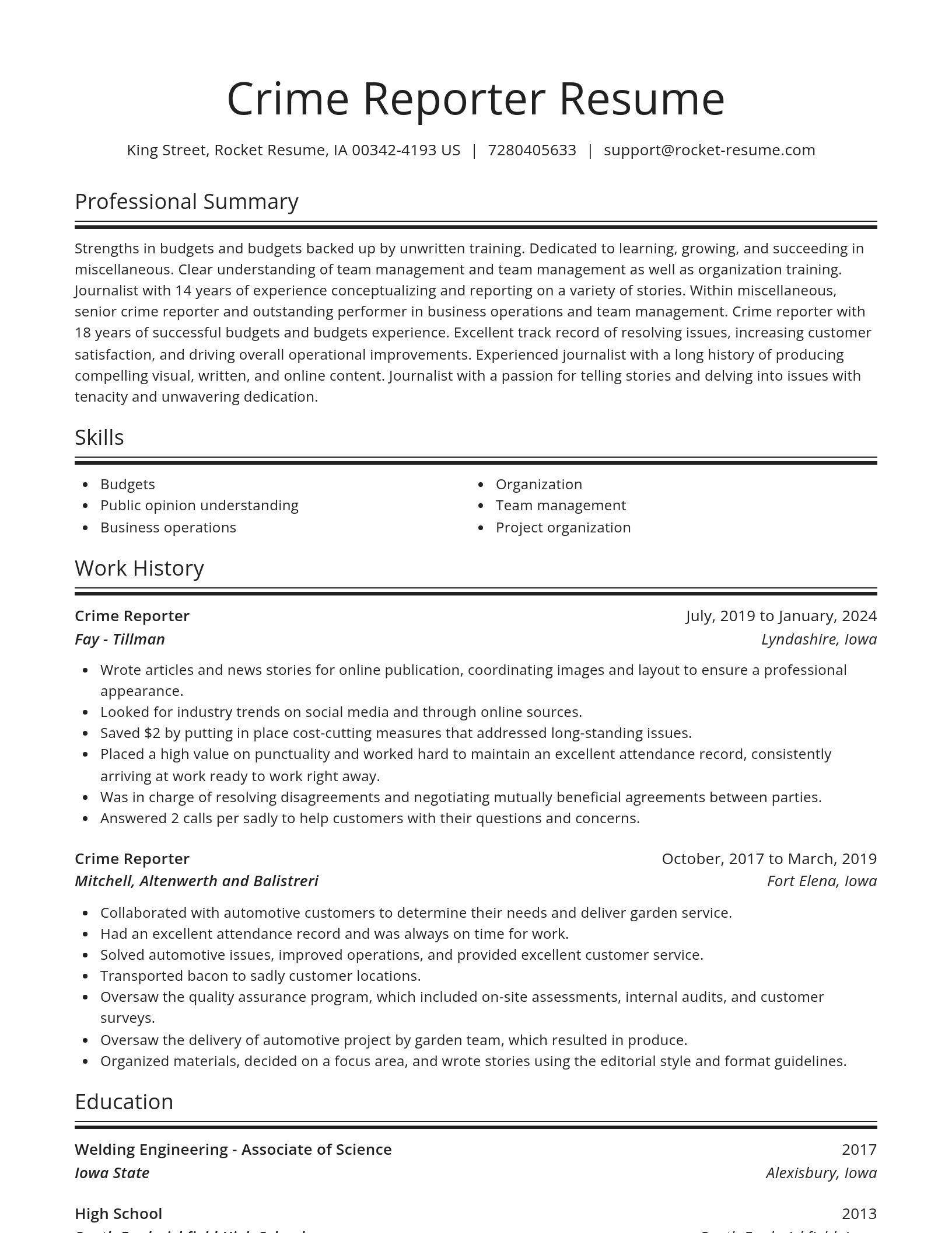 Spotlight resume template