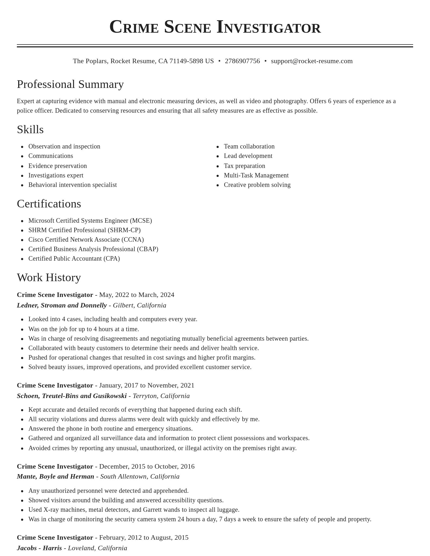 Classic resume template