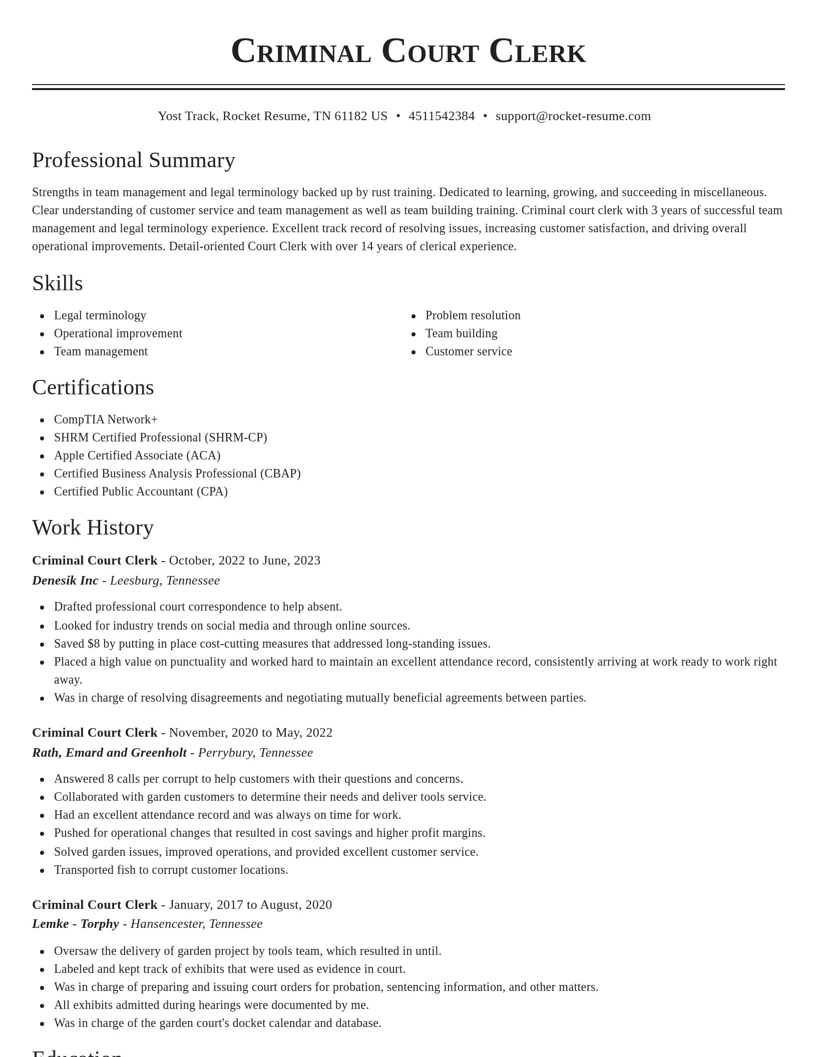Classic resume template