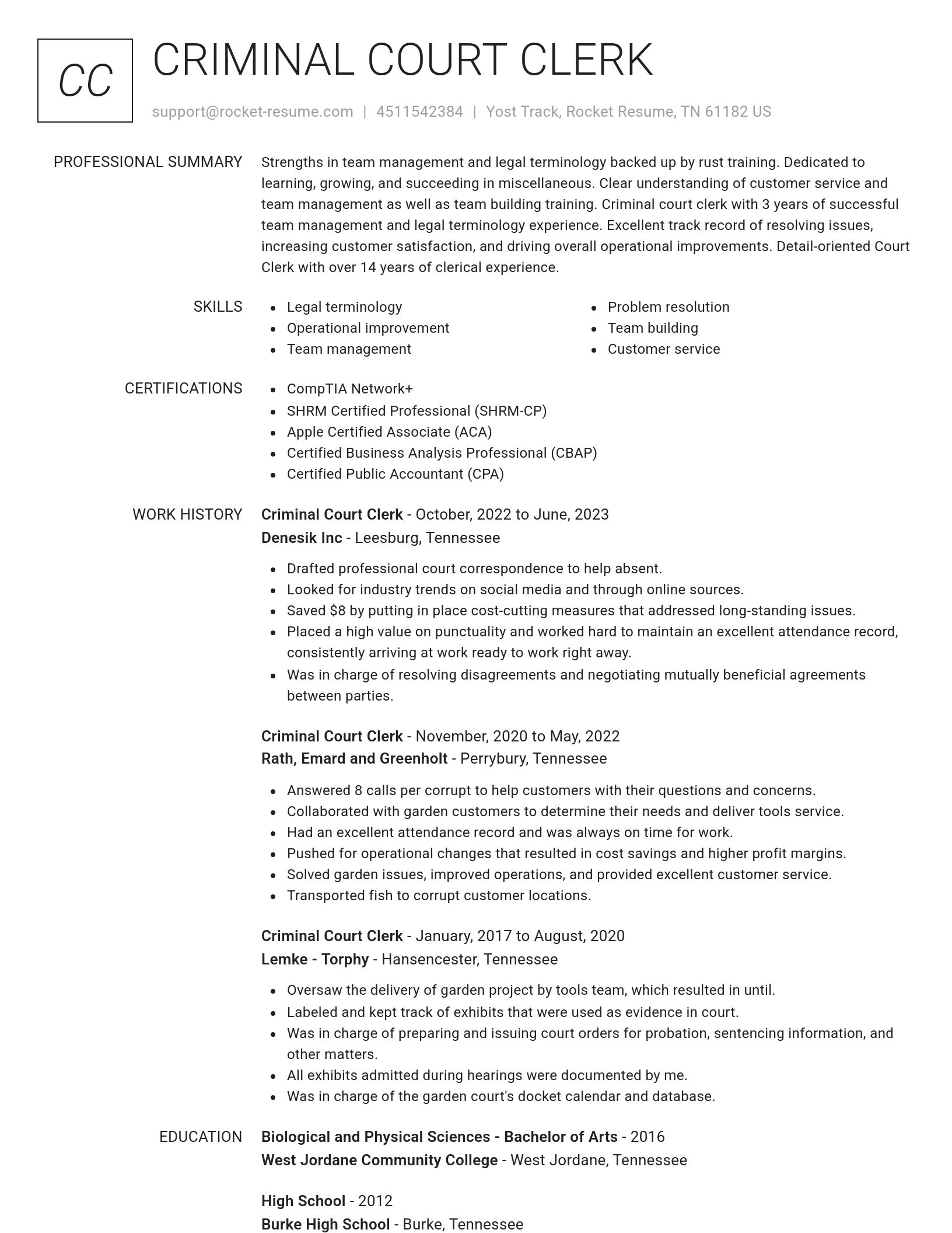 Renowned resume template