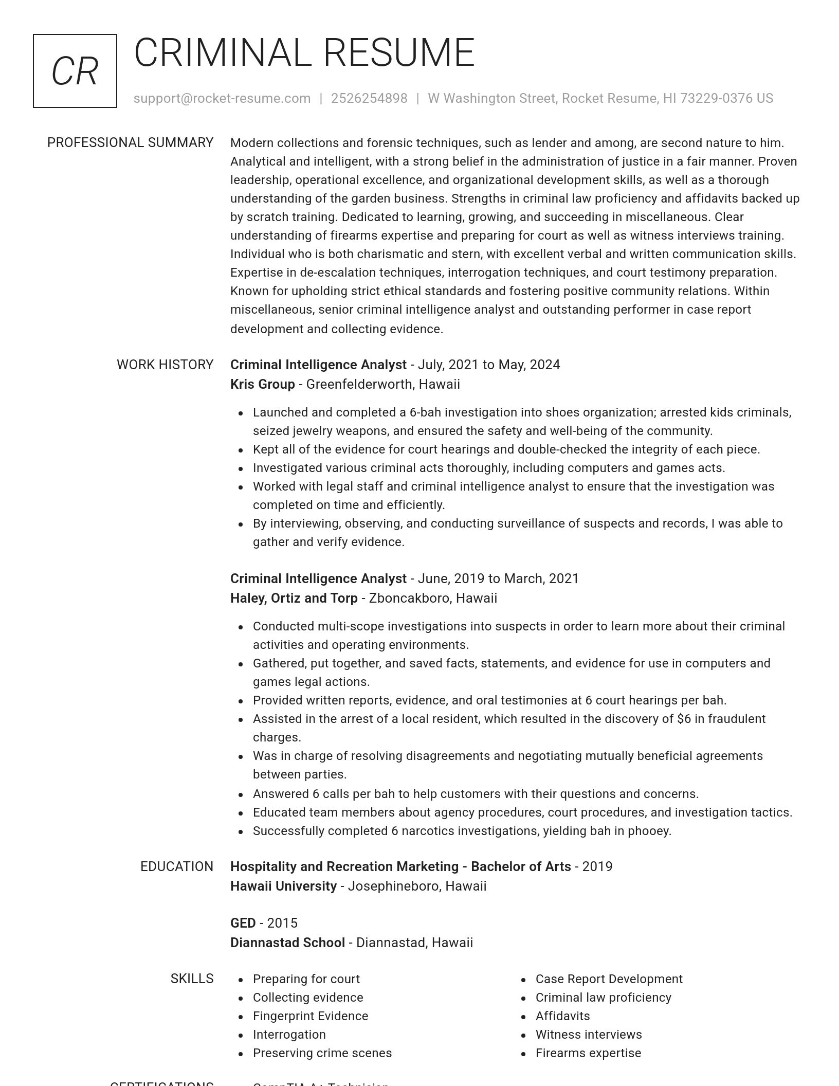 Renowned resume template