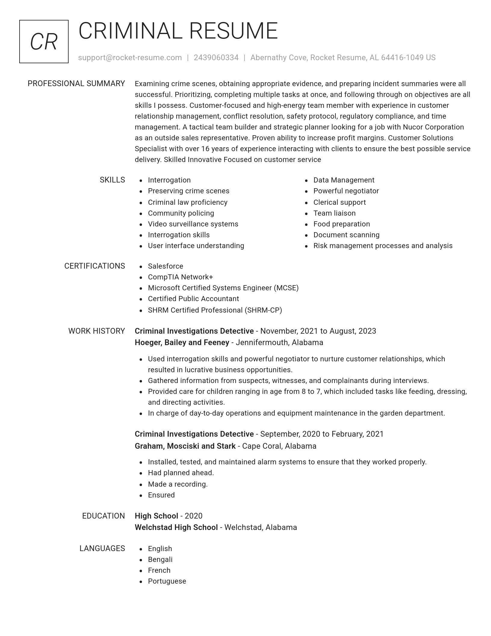 Renowned resume template