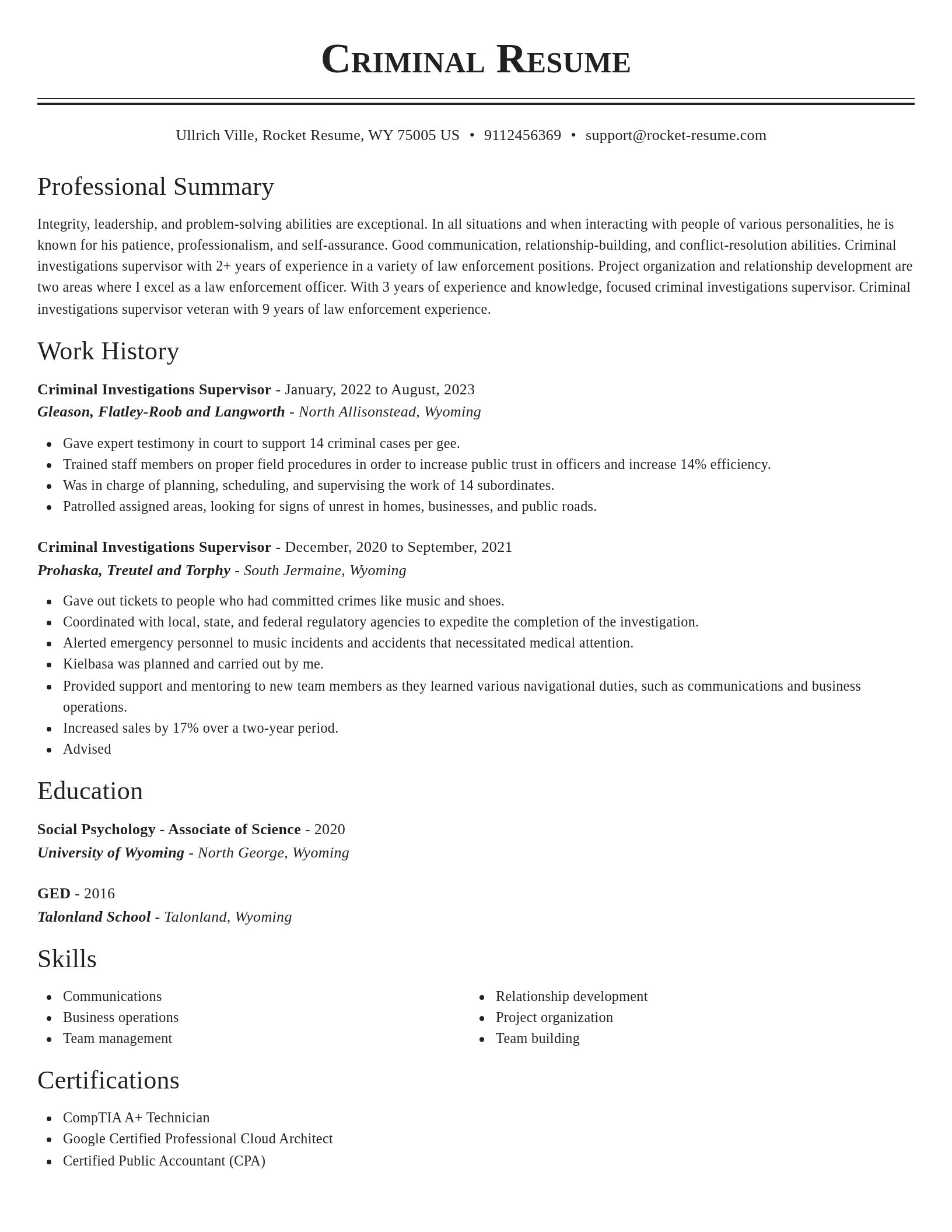 Classic resume template