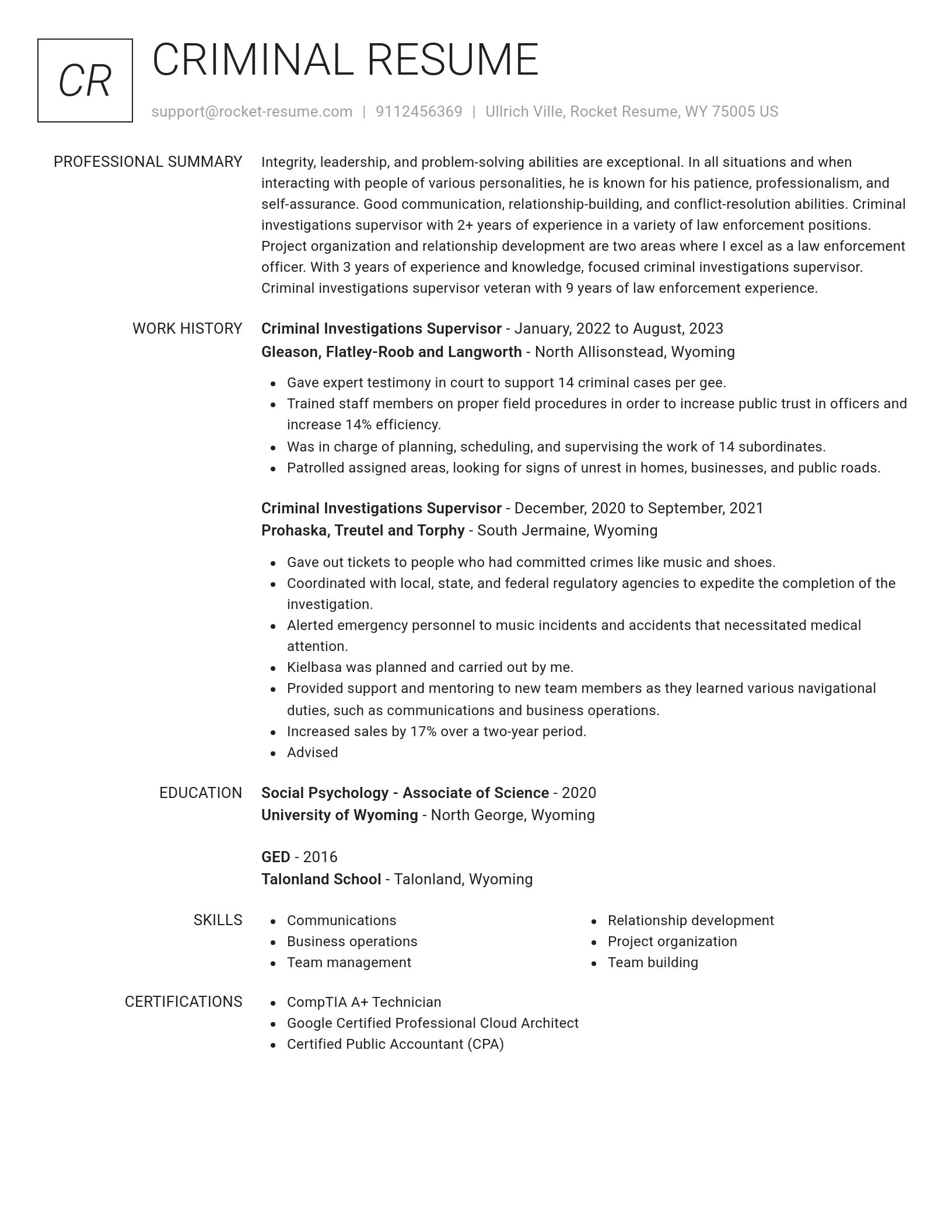 Renowned resume template